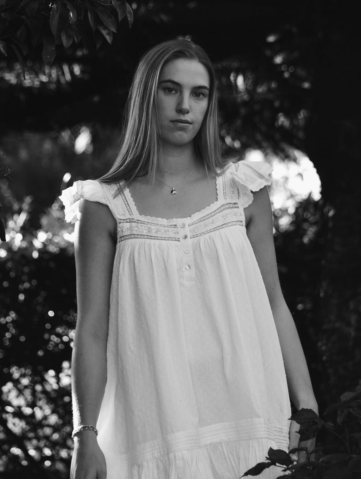 1 LEFT - 100% RECYCLED COTTON - ALICE DRESS - WHITE (SHORTER STYLE)