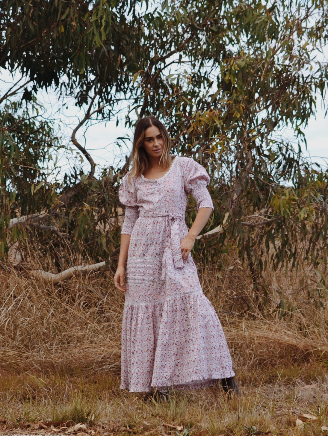 SECOND - AUGUSTINE MAXI DRESS PINK DITSY FLORAL