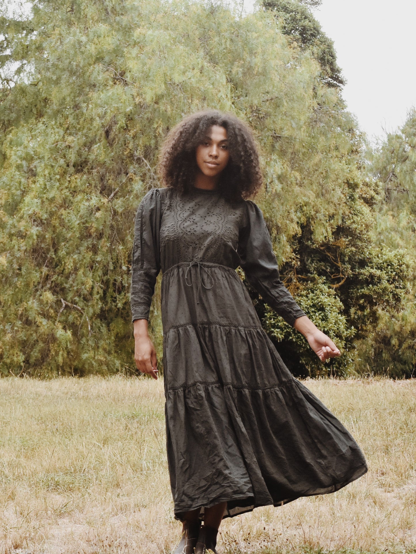 SAINSBURY COTTON LACE DRESS WASHED BLACK