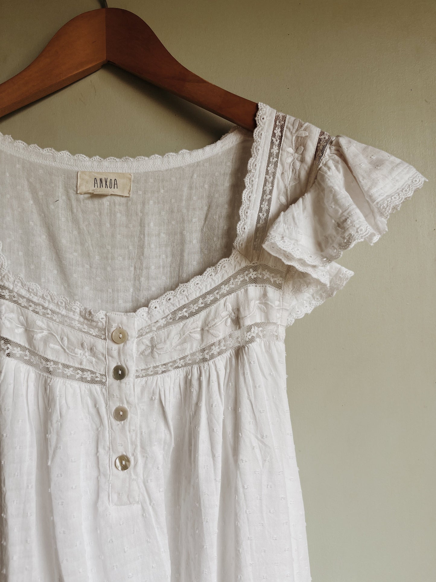 1 LEFT - 100% RECYCLED COTTON - ALICE DRESS - WHITE (SHORTER STYLE)