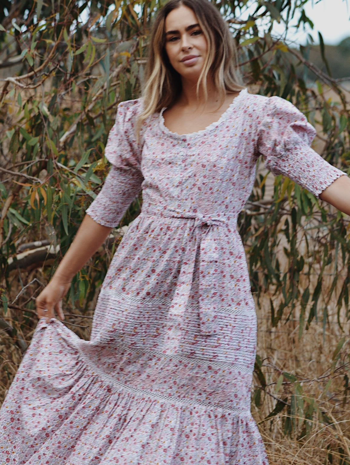 SECOND - AUGUSTINE MAXI DRESS PINK DITSY FLORAL