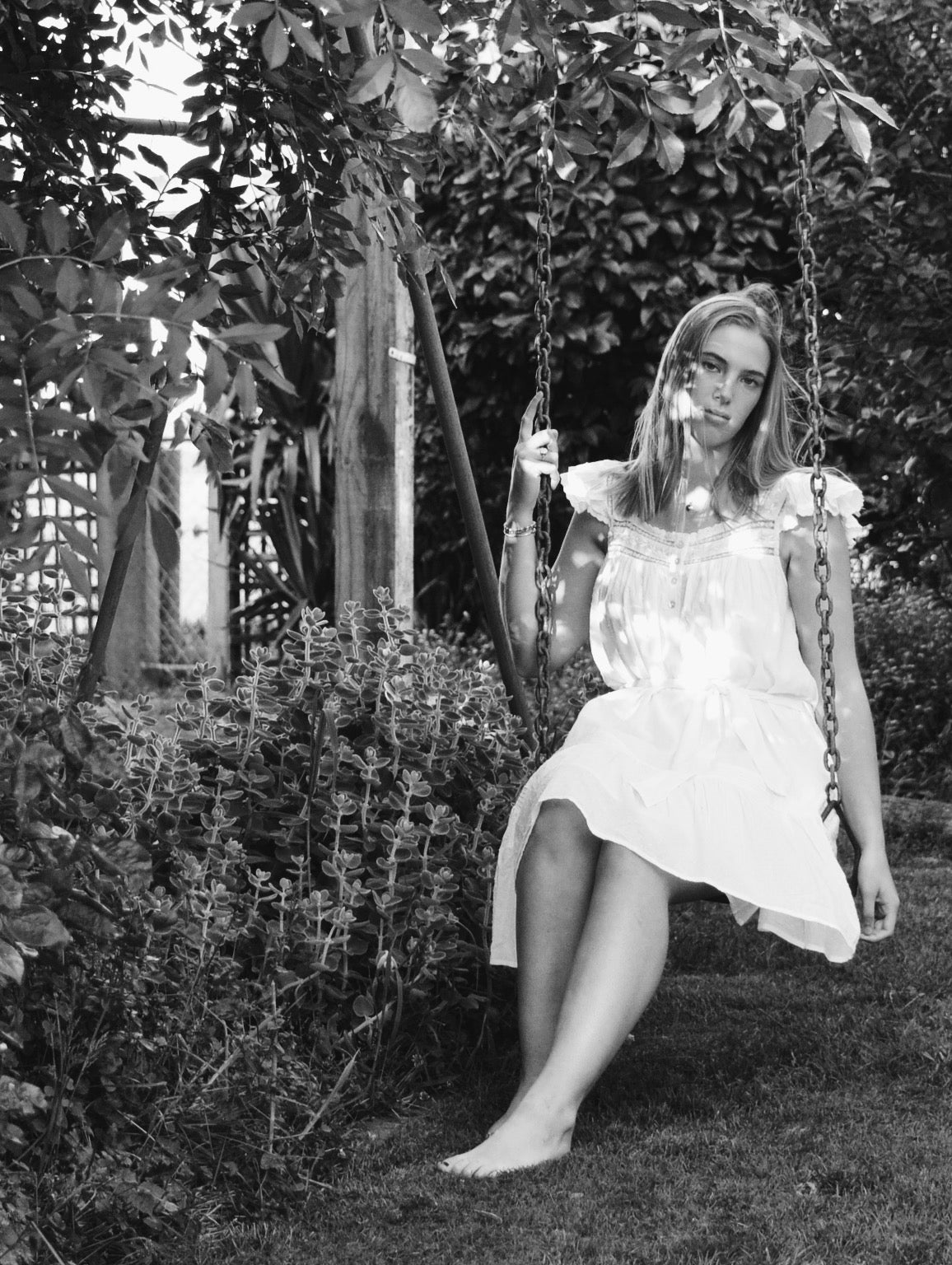 1 LEFT - 100% RECYCLED COTTON - ALICE DRESS - WHITE (SHORTER STYLE)