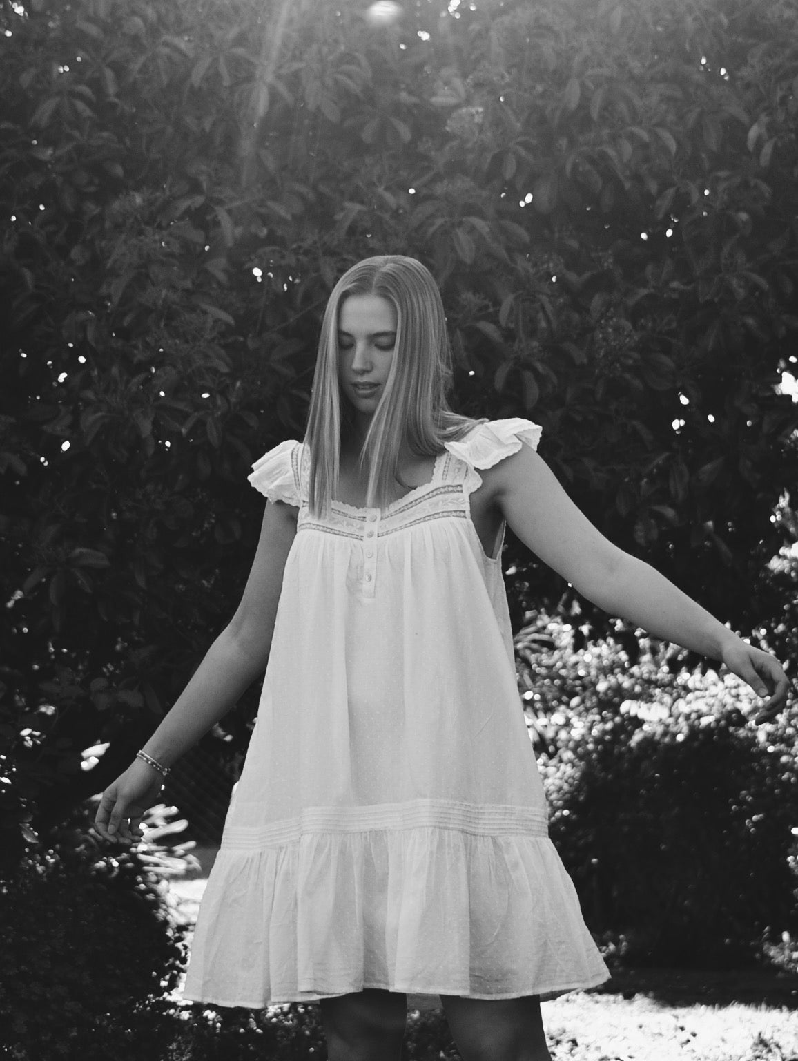 1 LEFT - 100% RECYCLED COTTON - ALICE DRESS - WHITE (SHORTER STYLE)