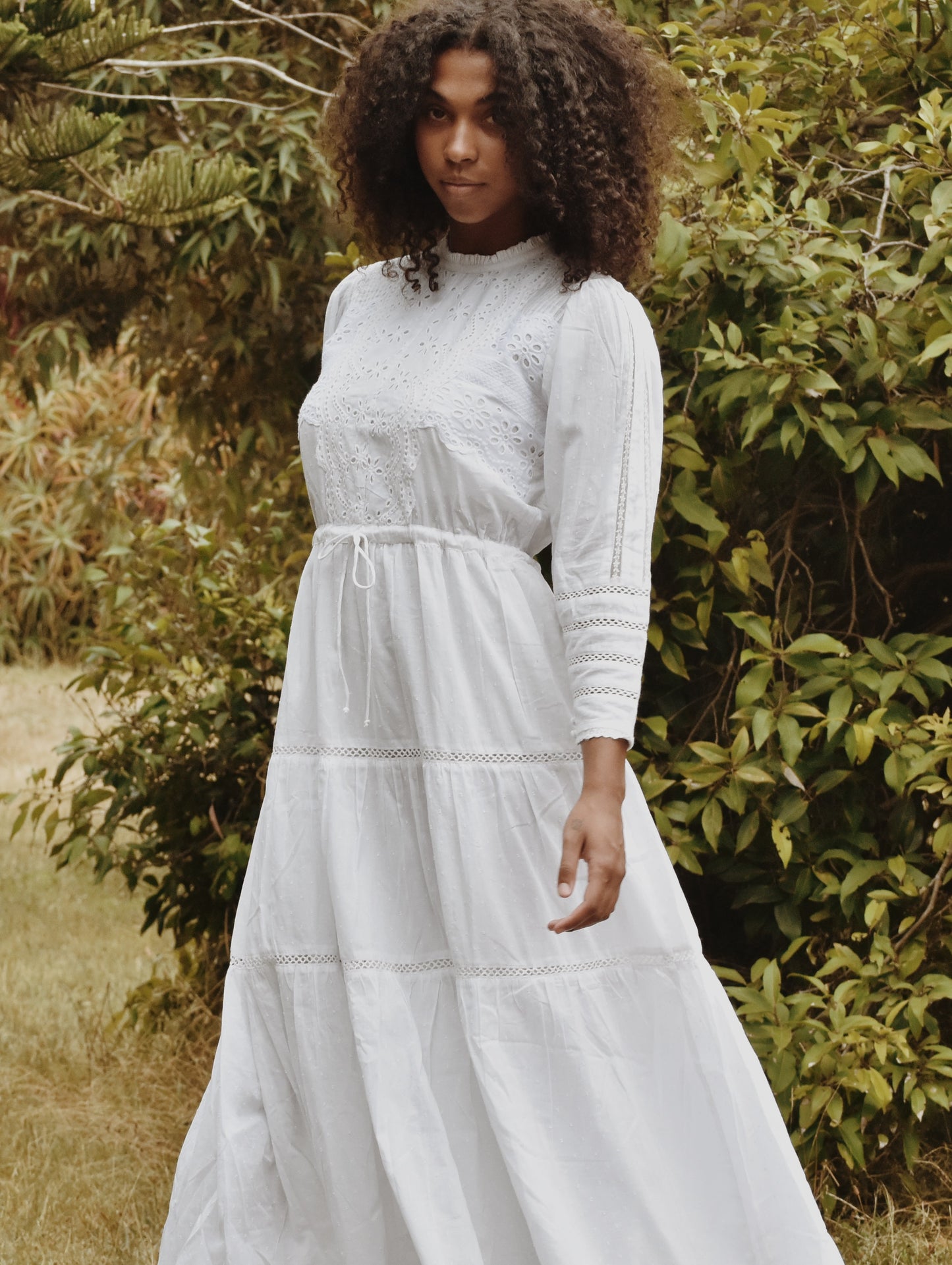SAINSBURY COTTON LACE DRESS WHITE
