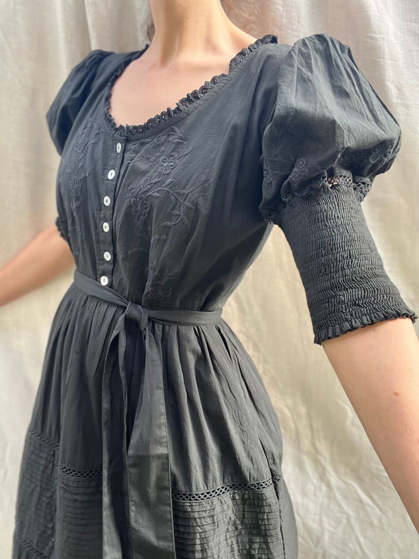 SECONDS - 100% RECYCLED COTTON - AUGUSTINE MAXI DRESS WASHED BLACK