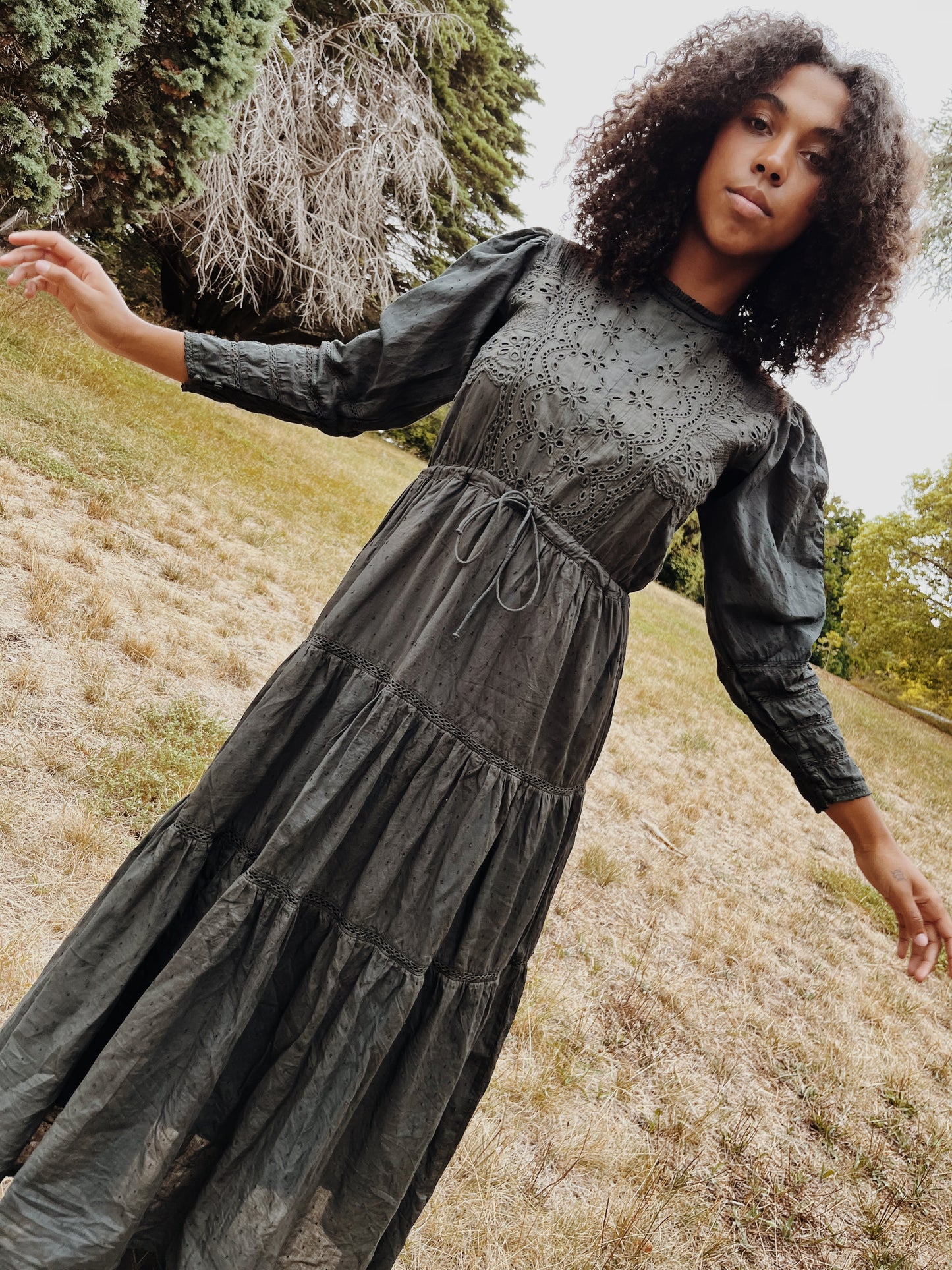 SAINSBURY COTTON LACE DRESS WASHED BLACK
