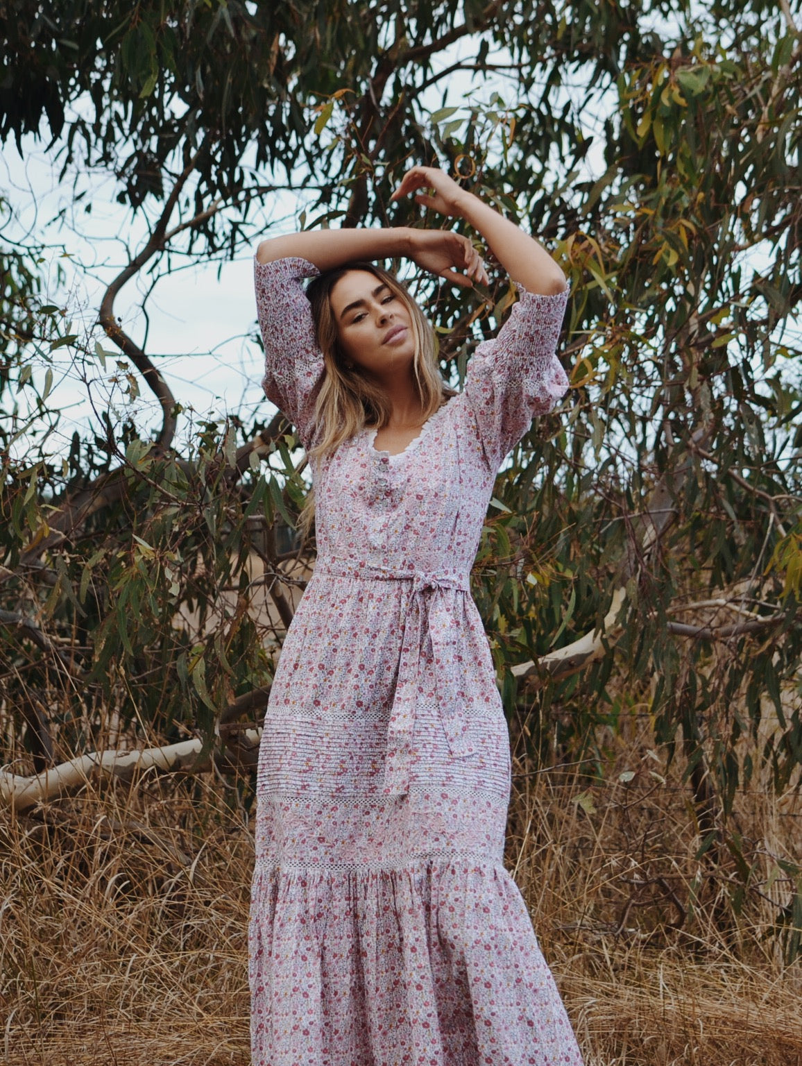 SECOND - AUGUSTINE MAXI DRESS PINK DITSY FLORAL