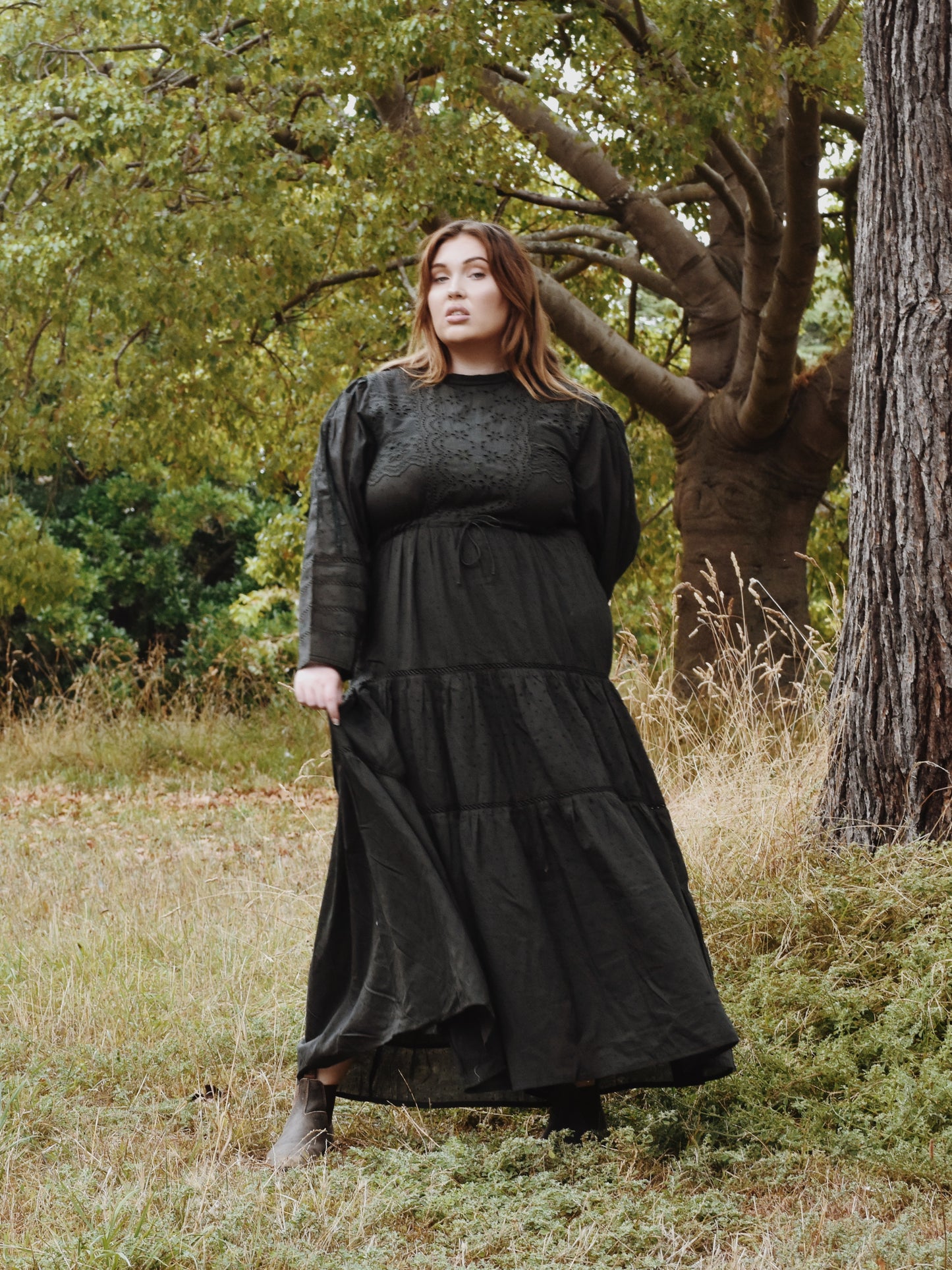 SAINSBURY COTTON LACE DRESS WASHED BLACK