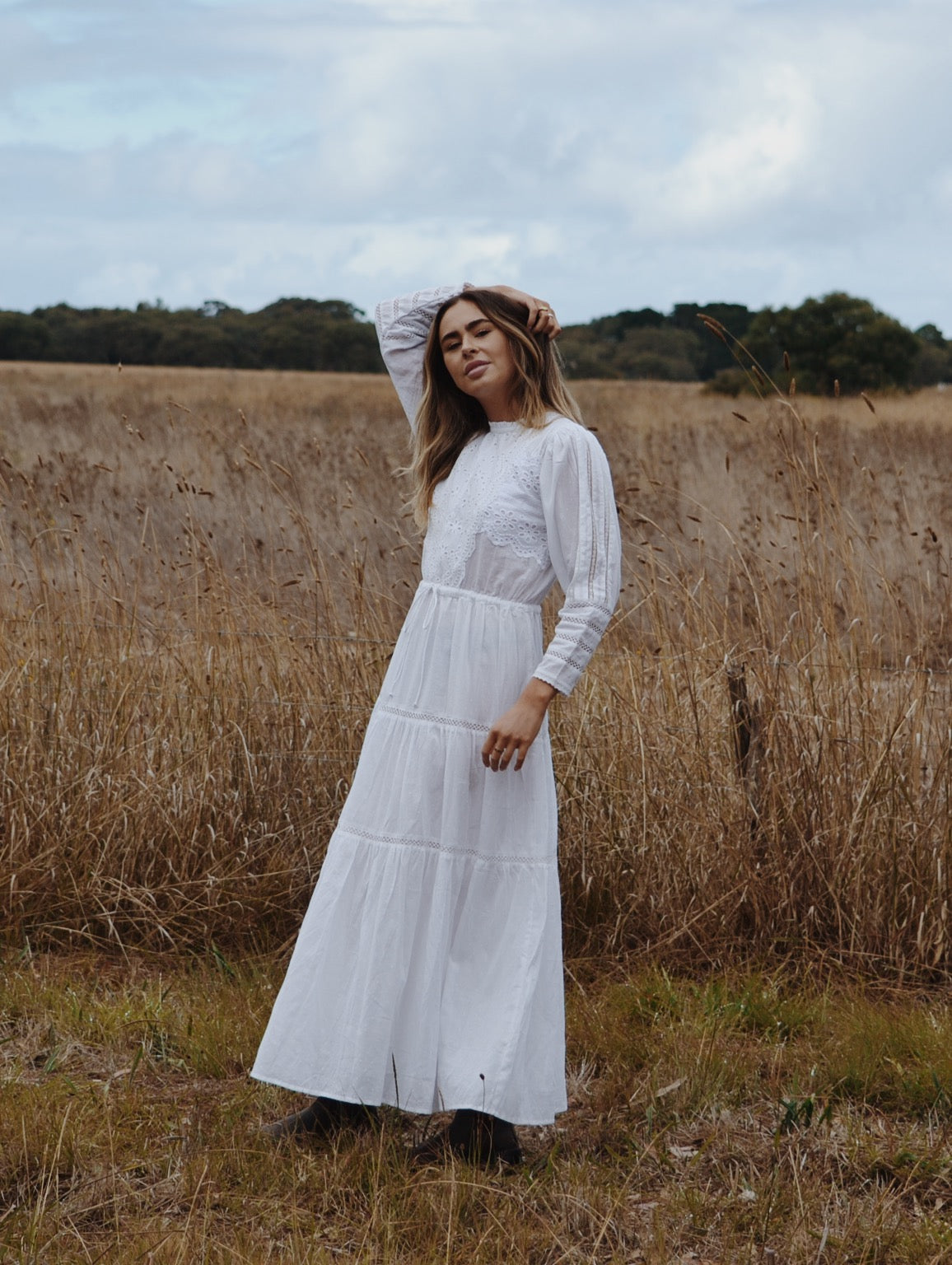 SAINSBURY COTTON LACE DRESS WHITE