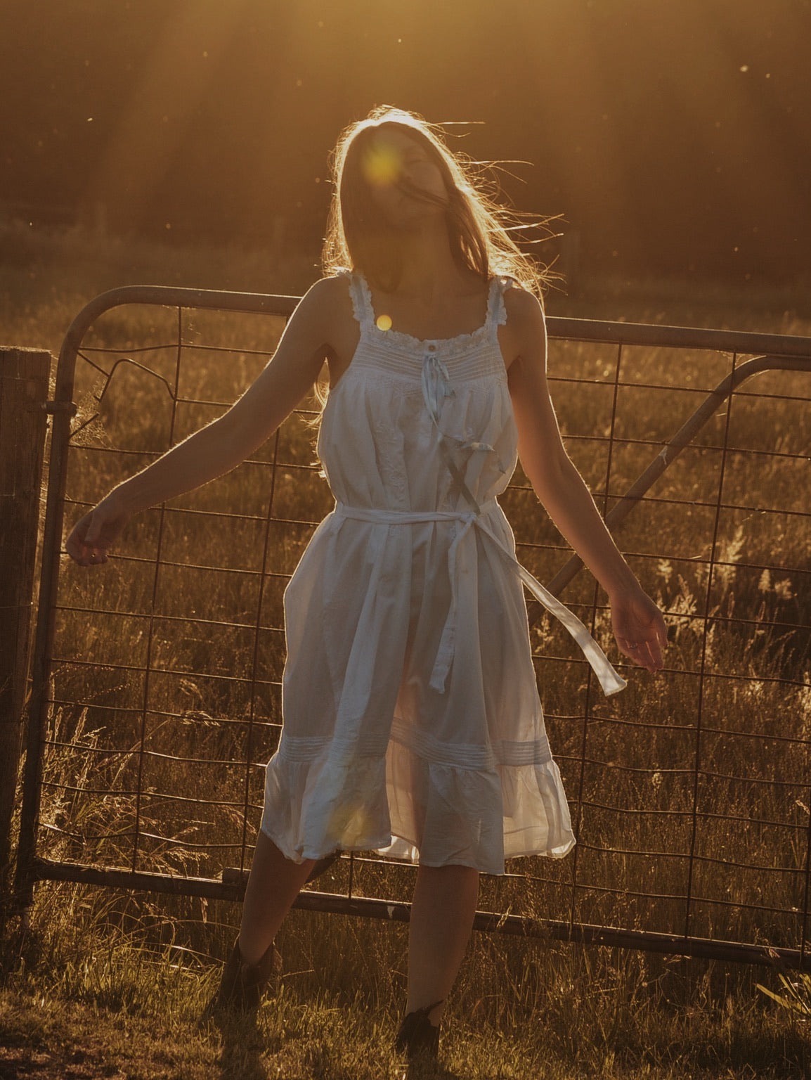 100% RECYCLED COTTON - NIGHTINGALE HAND SMOCKED DRESS WHITE