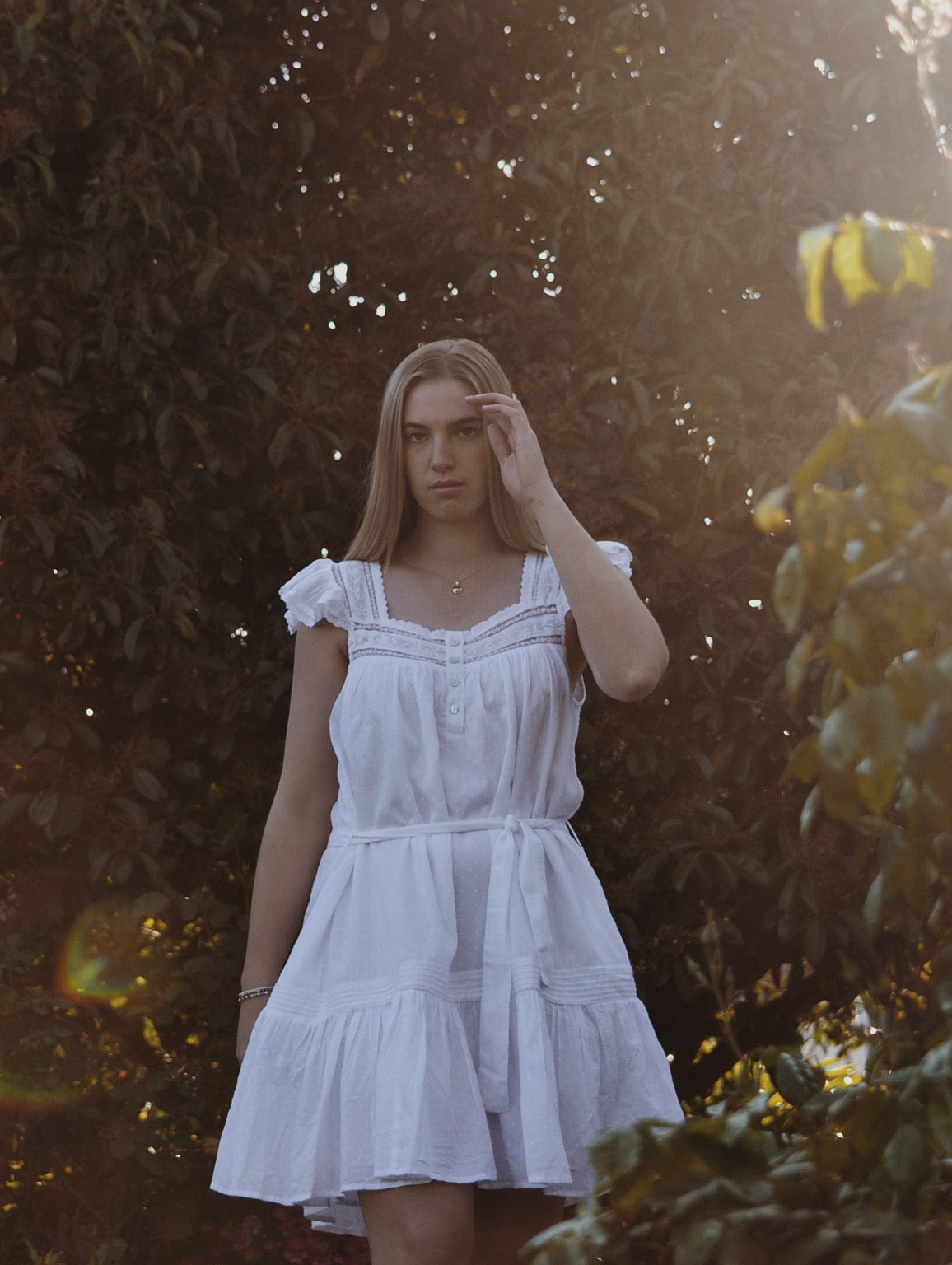1 LEFT - 100% RECYCLED COTTON - ALICE DRESS - WHITE (SHORTER STYLE)