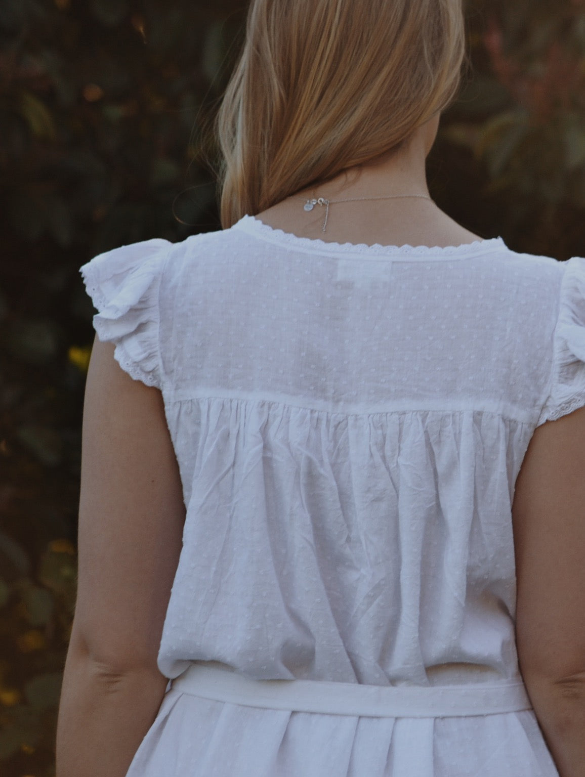 1 LEFT - 100% RECYCLED COTTON - ALICE DRESS - WHITE (SHORTER STYLE)