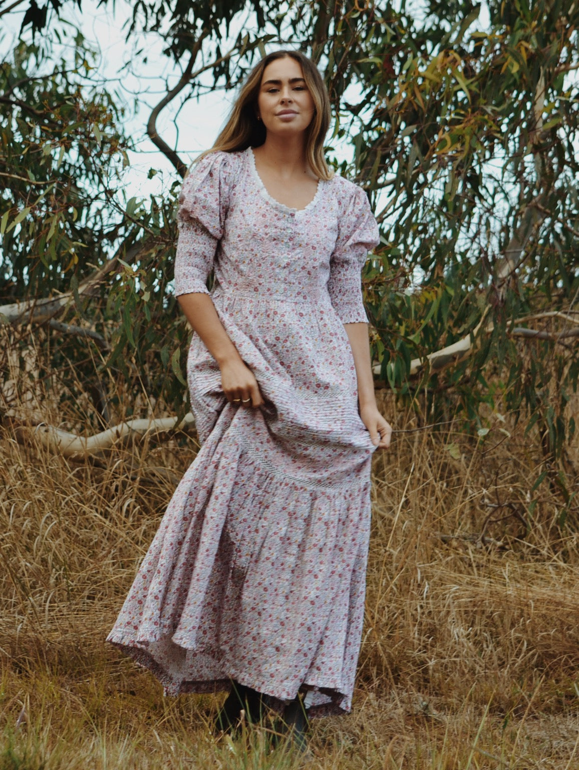 SECOND - AUGUSTINE MAXI DRESS PINK DITSY FLORAL