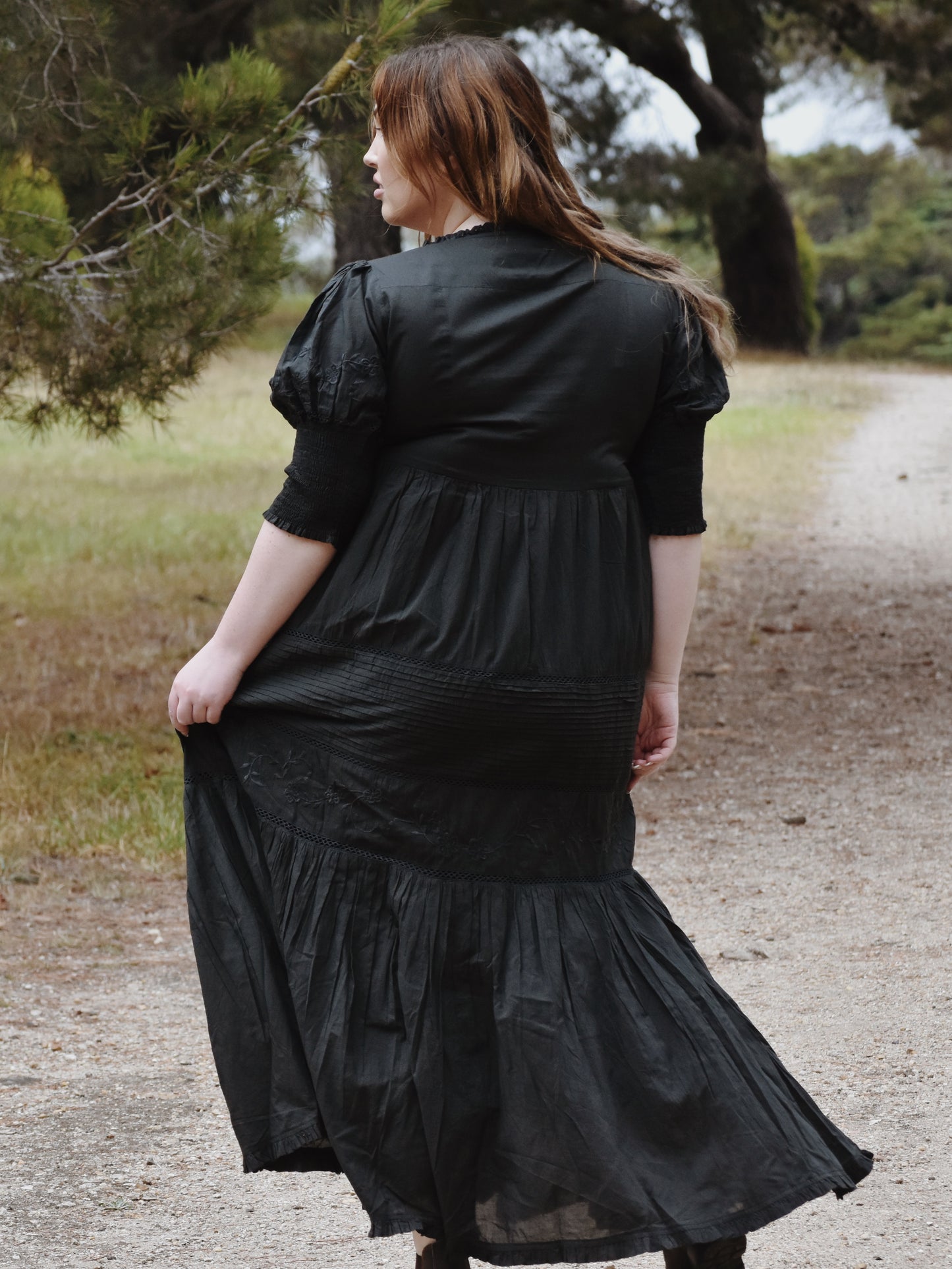 100% RECYCLED COTTON - AUGUSTINE MAXI DRESS WASHED BLACK