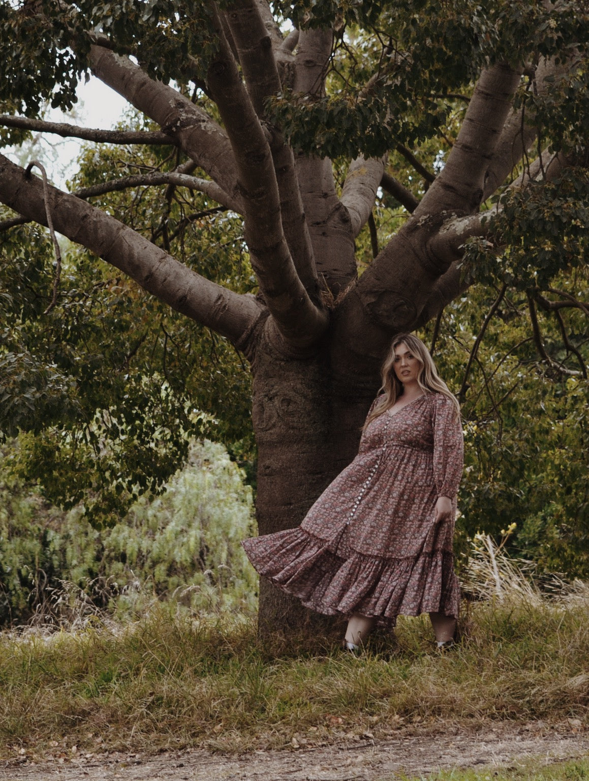 SMALL RESTOCK - MAÈLI MIDI DRESS BROWN FLORAL