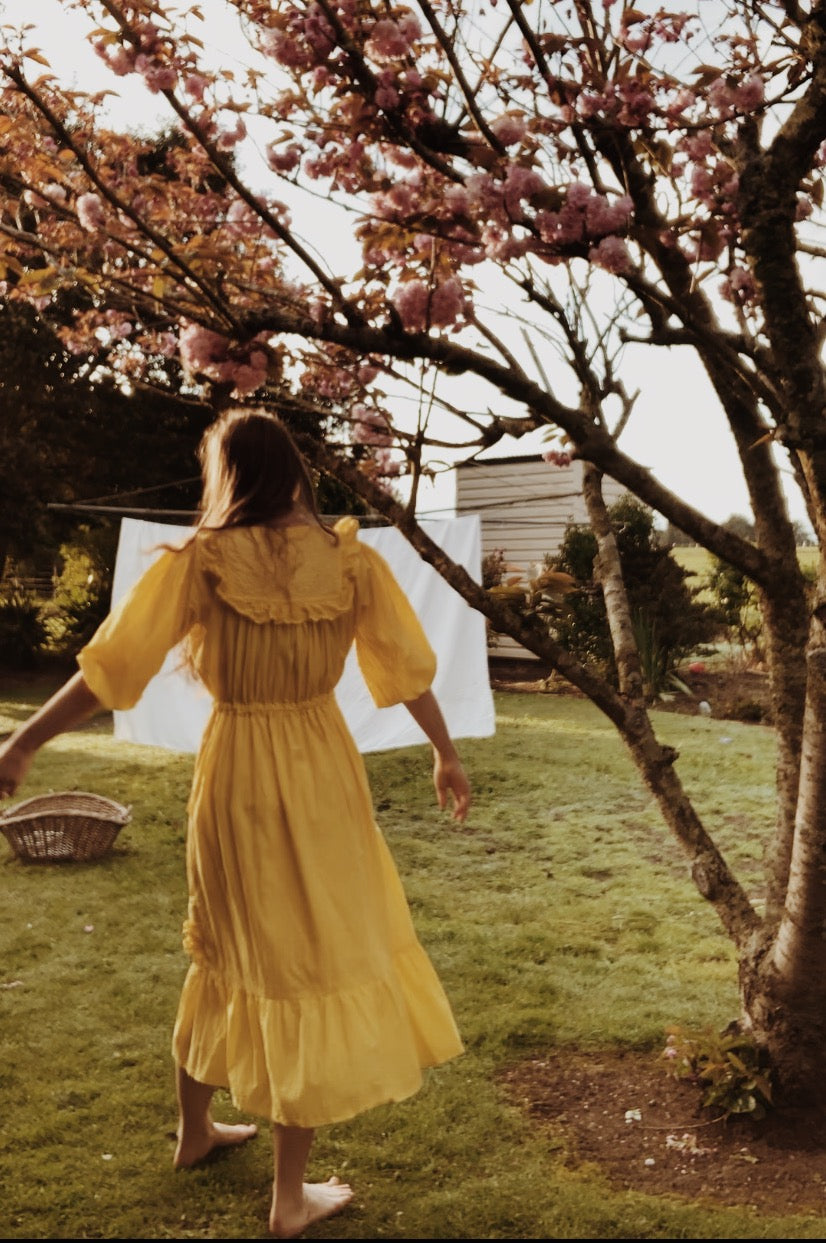SECOND - 100% RECYCLED COTTON - ABERDEEN BUTTERCUP COTTON LACE DRESS
