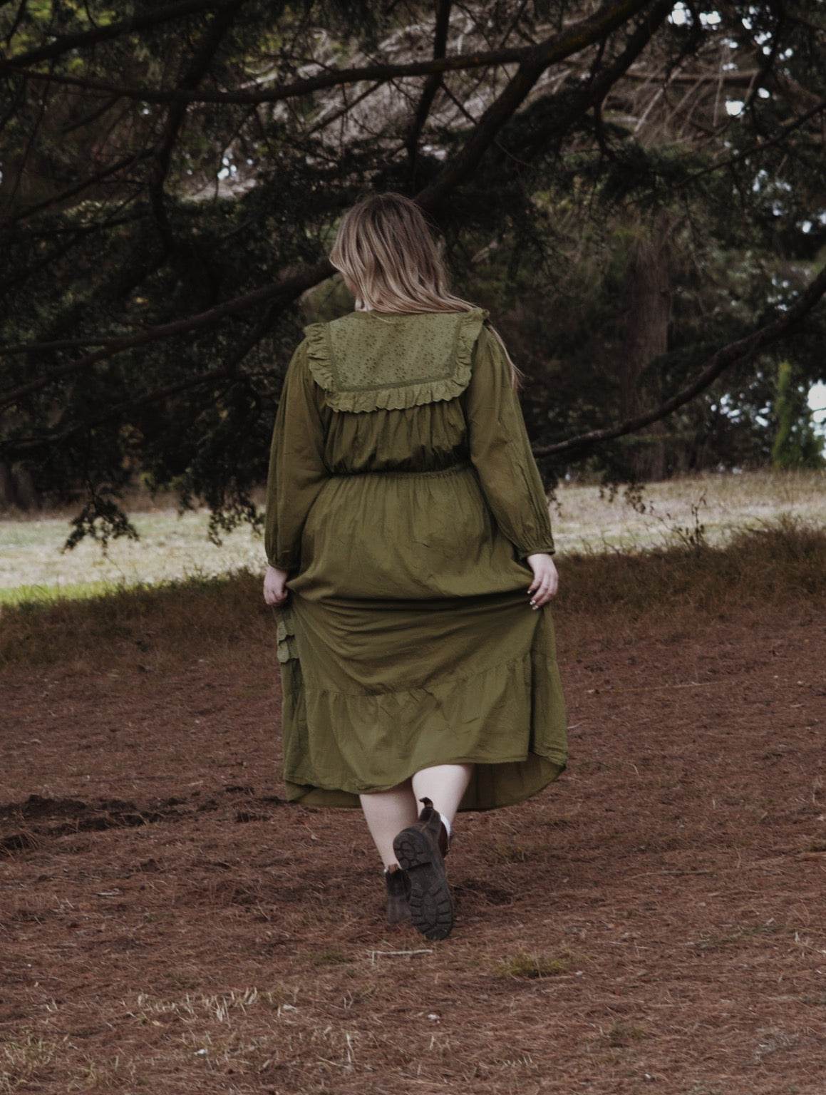 ABERDEEN MOSS GREEN COTTON LACE DRESS