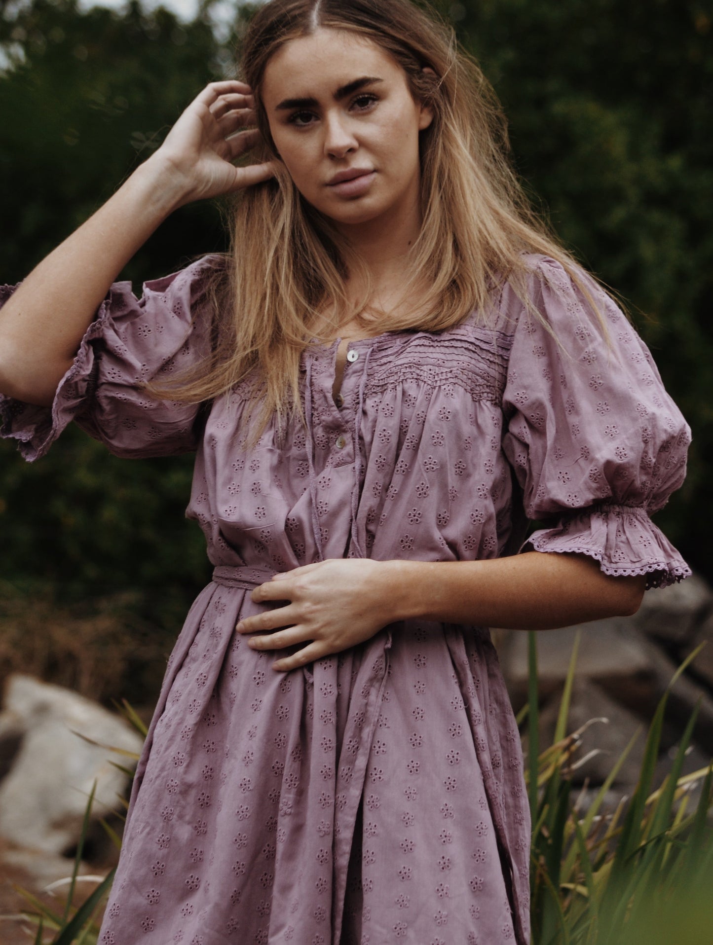 MORNING SONG DRESS DUSTY LAVENDER (WITHOUT SMOCKING)