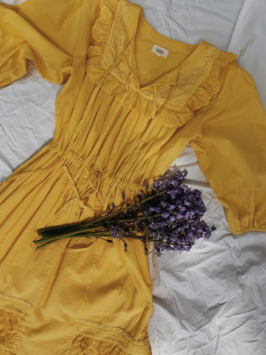 SECOND - 100% RECYCLED COTTON - ABERDEEN BUTTERCUP COTTON LACE DRESS