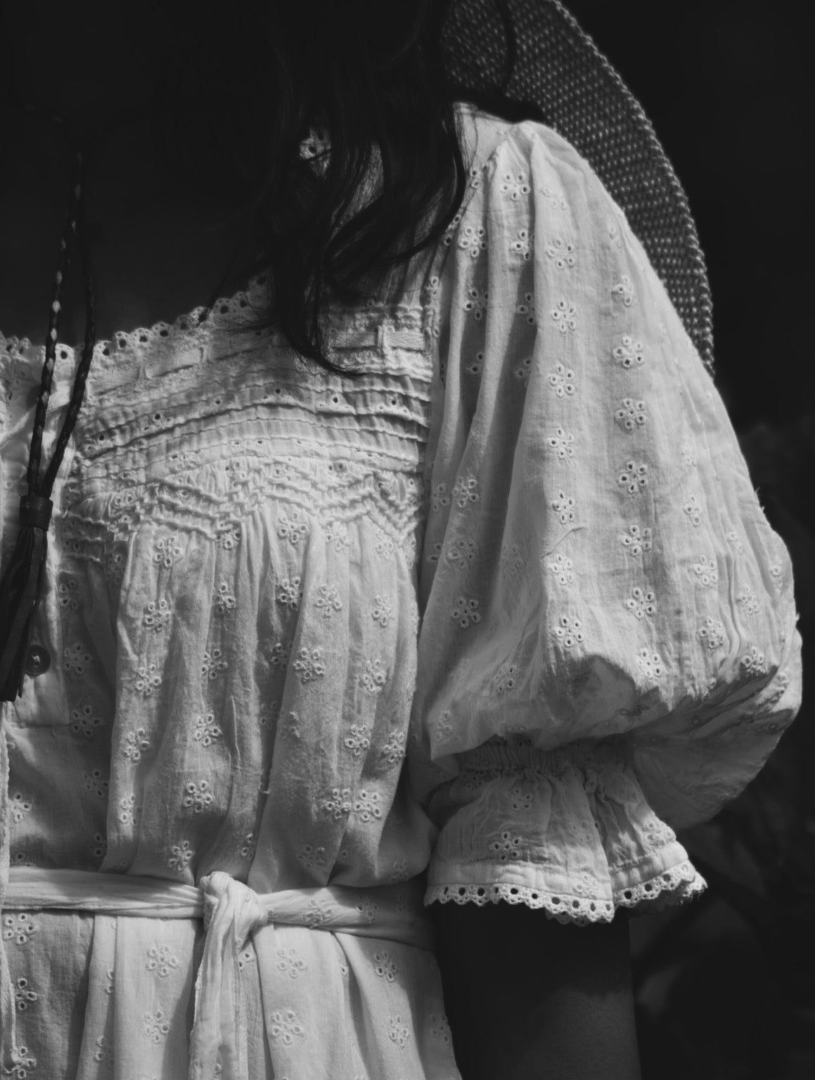 MORNING SONG HAND SMOCKED DRESS WHITE COTTON LACE