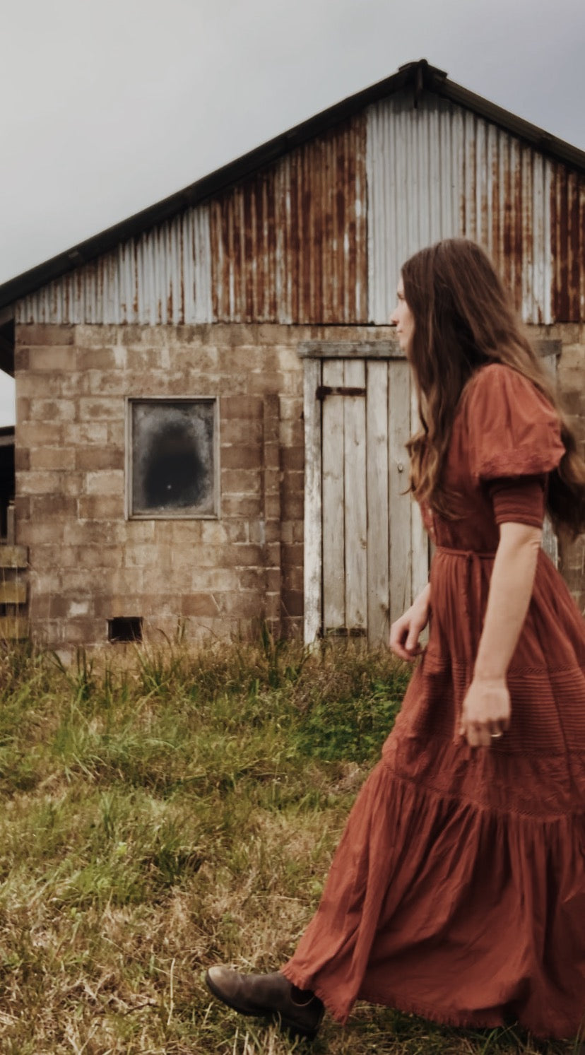 100% RECYCLED COTTON - AUGUSTINE MAXI DRESS DESERT CLAY