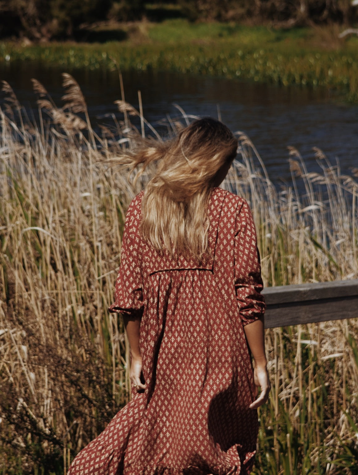 SECOND - HENRI MAXI DRESS CLAY HAND BLOCK PRINT