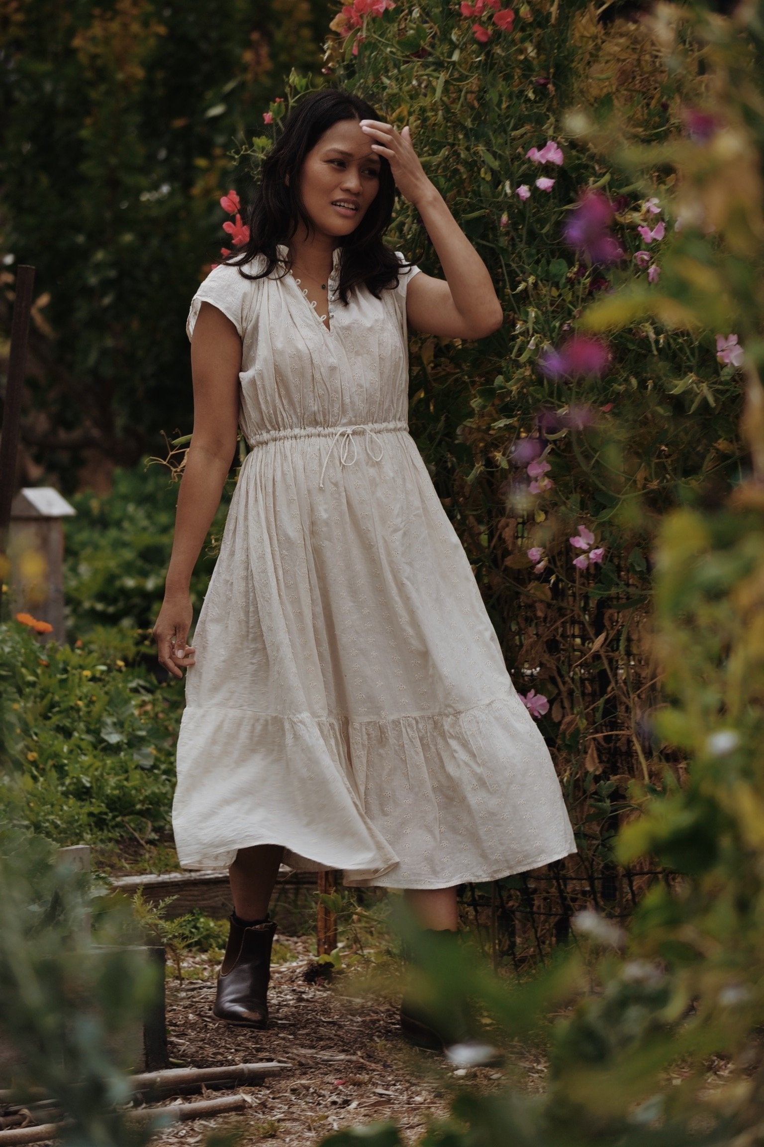 SMALL RESTOCK - 100% RECYCLED COTTON - ISABEL DRESS ANTIQUE WHITE COTT ANKOA SMALL RESTOCK - 100% RECYCLED COTTON - ISABEL DRESS ANTIQUE WHITE COTT ANKOA