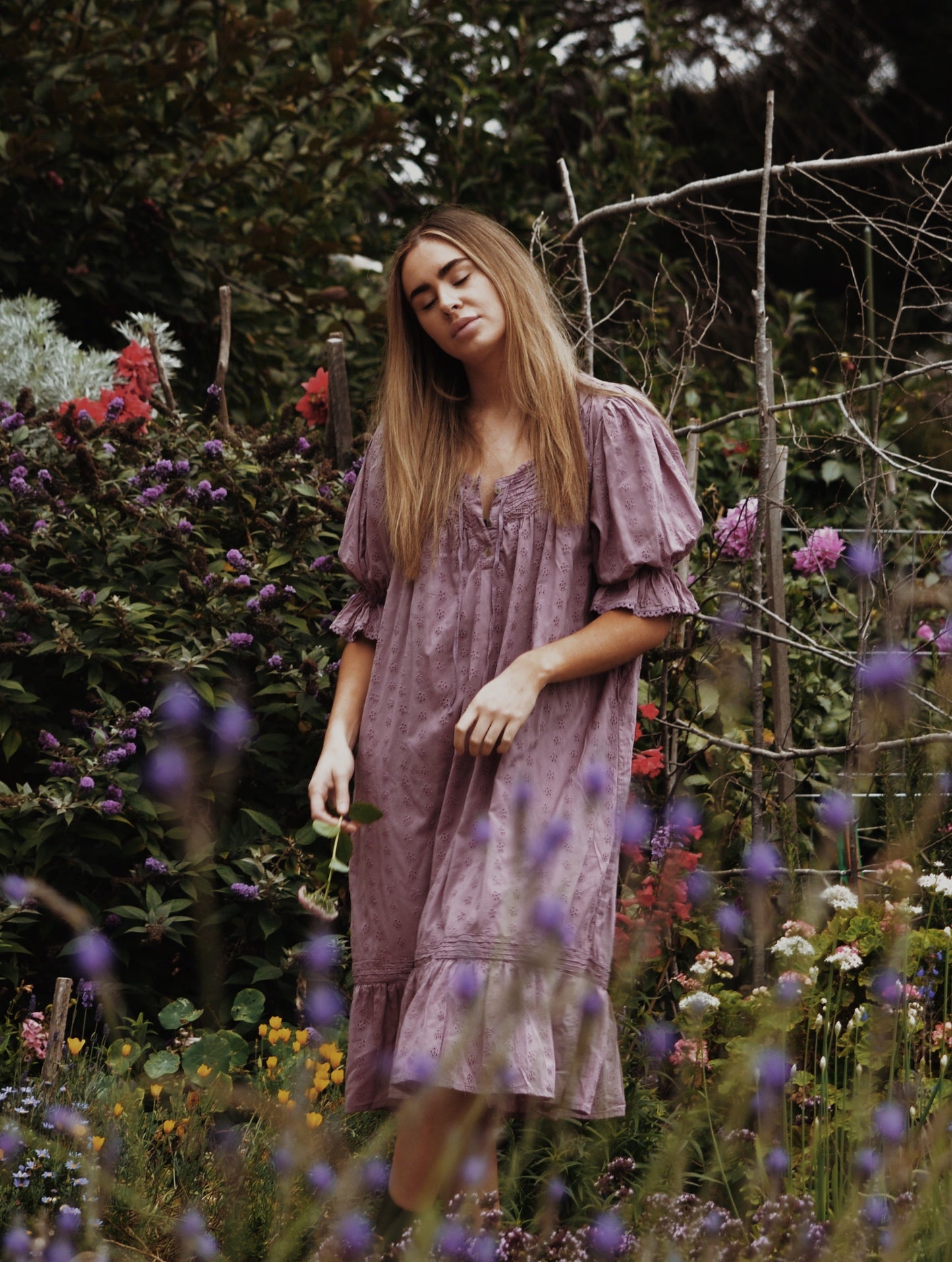 MORNING SONG DRESS DUSTY LAVENDER (WITHOUT SMOCKING)