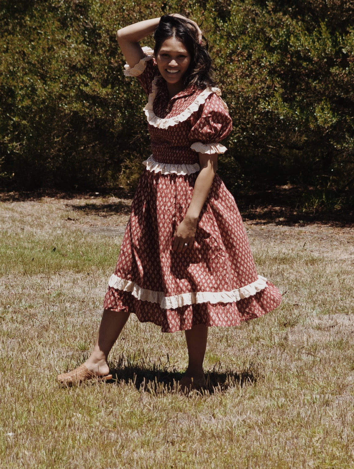 ESLEY DRESS CLAY HAND BLOCK PRINT