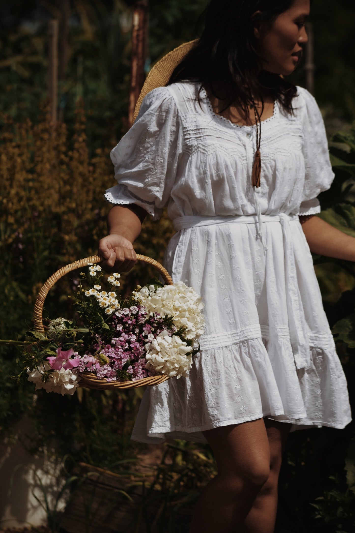 MORNING SONG HAND SMOCKED DRESS WHITE COTTON LACE