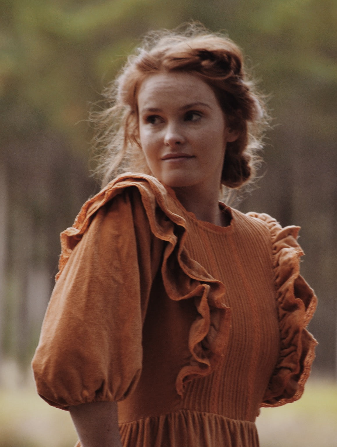 CLEMENTINE DRESS BURNT ORANGE VELVETEEN