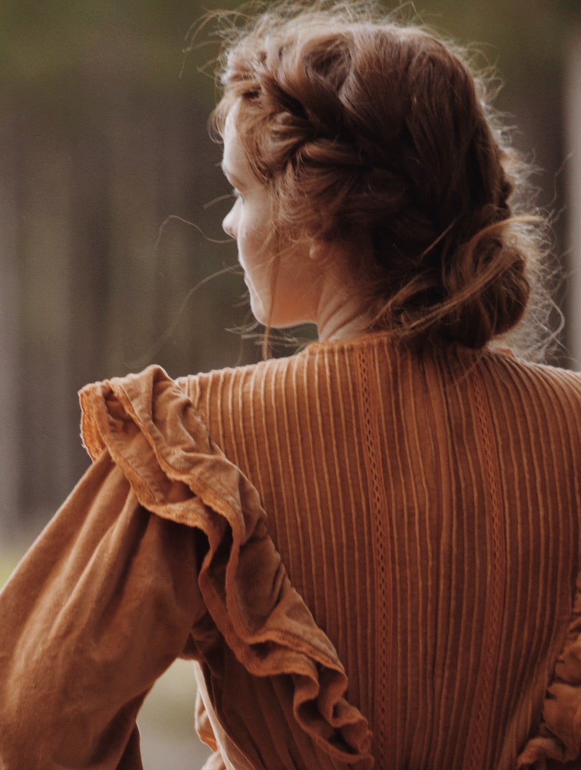 CLEMENTINE DRESS BURNT ORANGE VELVETEEN