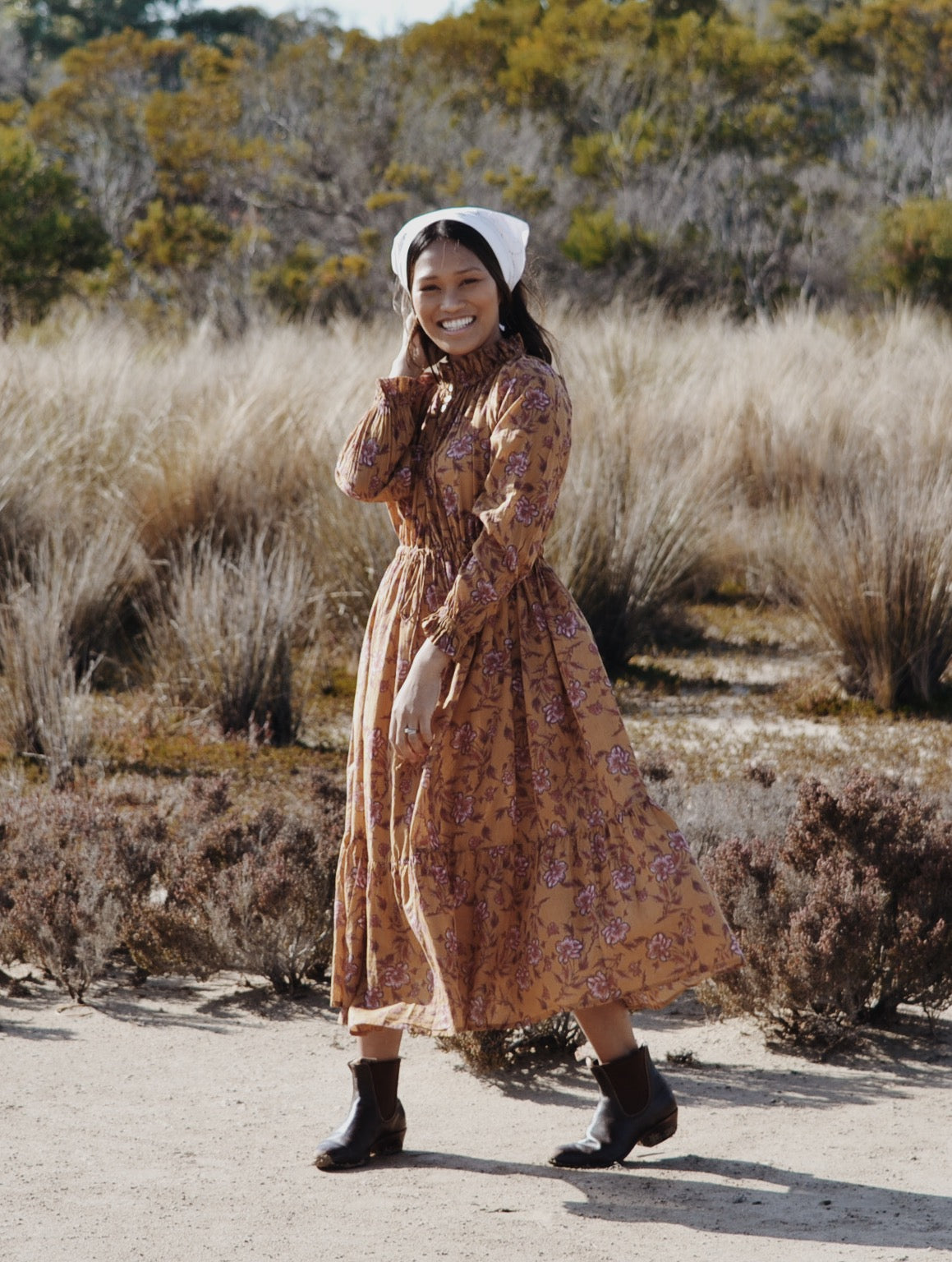 PRAIRIE DRESS ITOH PEONY HAND PAINTED PRINT