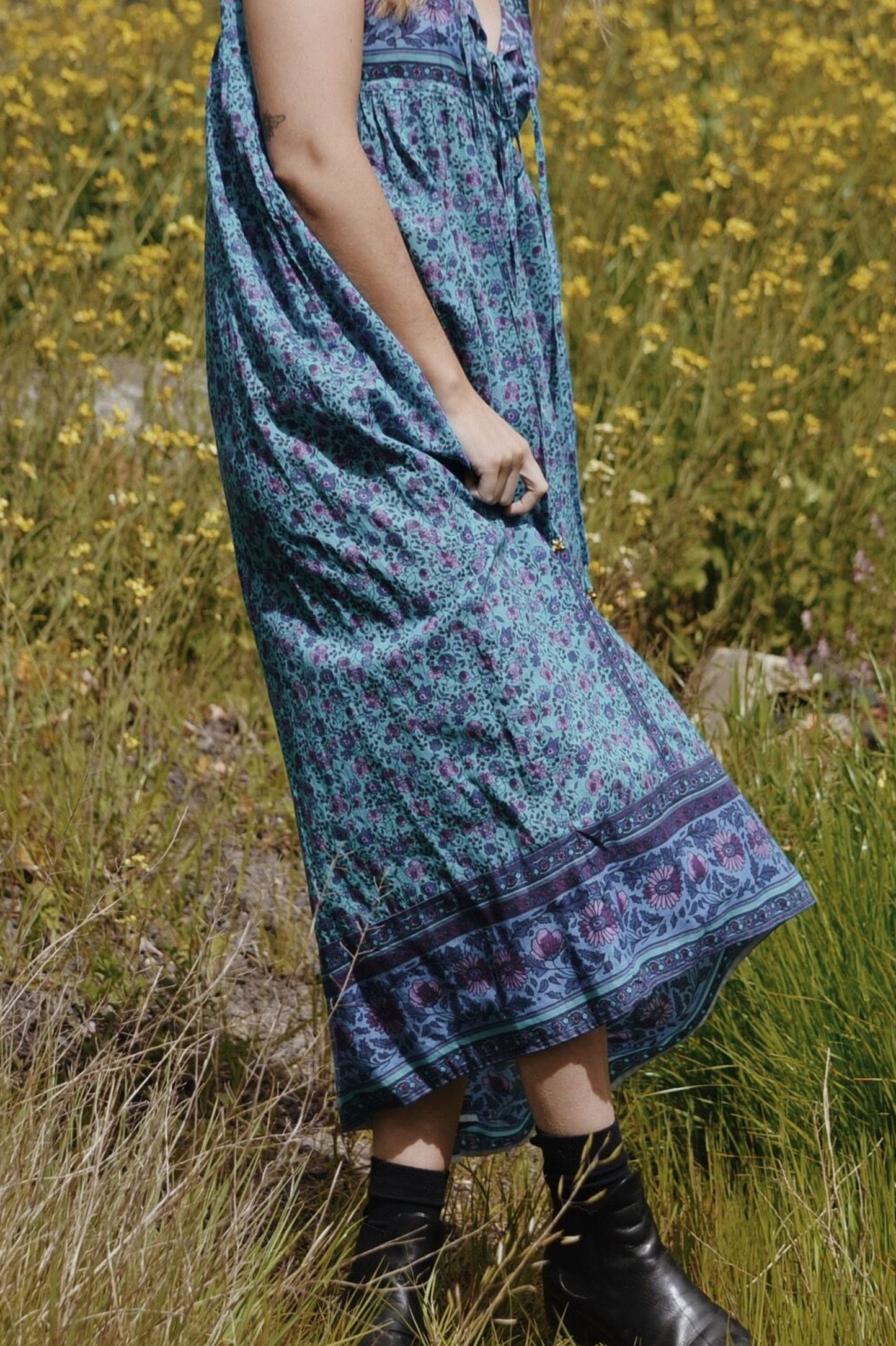 MALIN TURQUOISE FLORAL DRESS