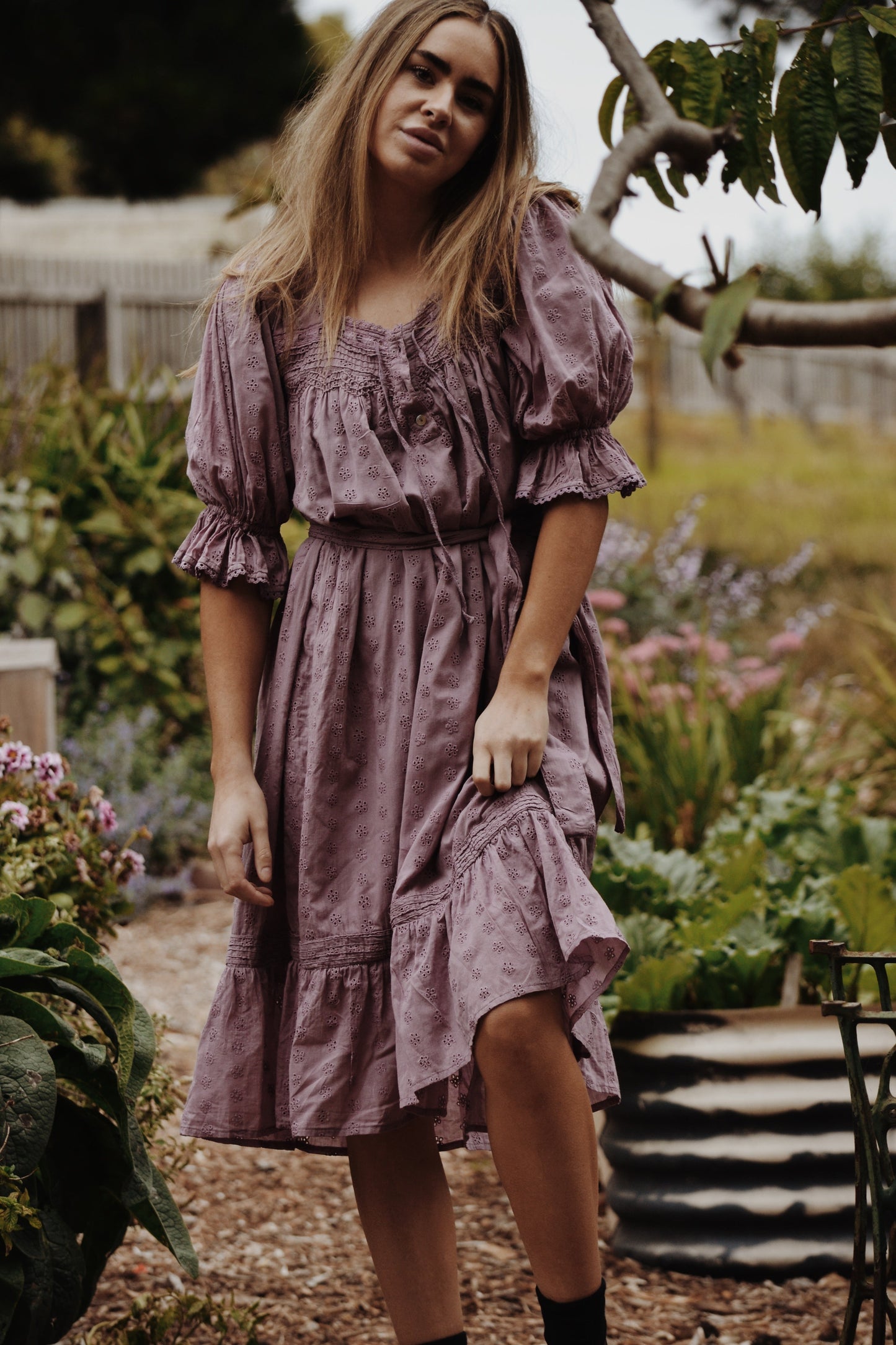 MORNING SONG DRESS DUSTY LAVENDER (WITHOUT SMOCKING)