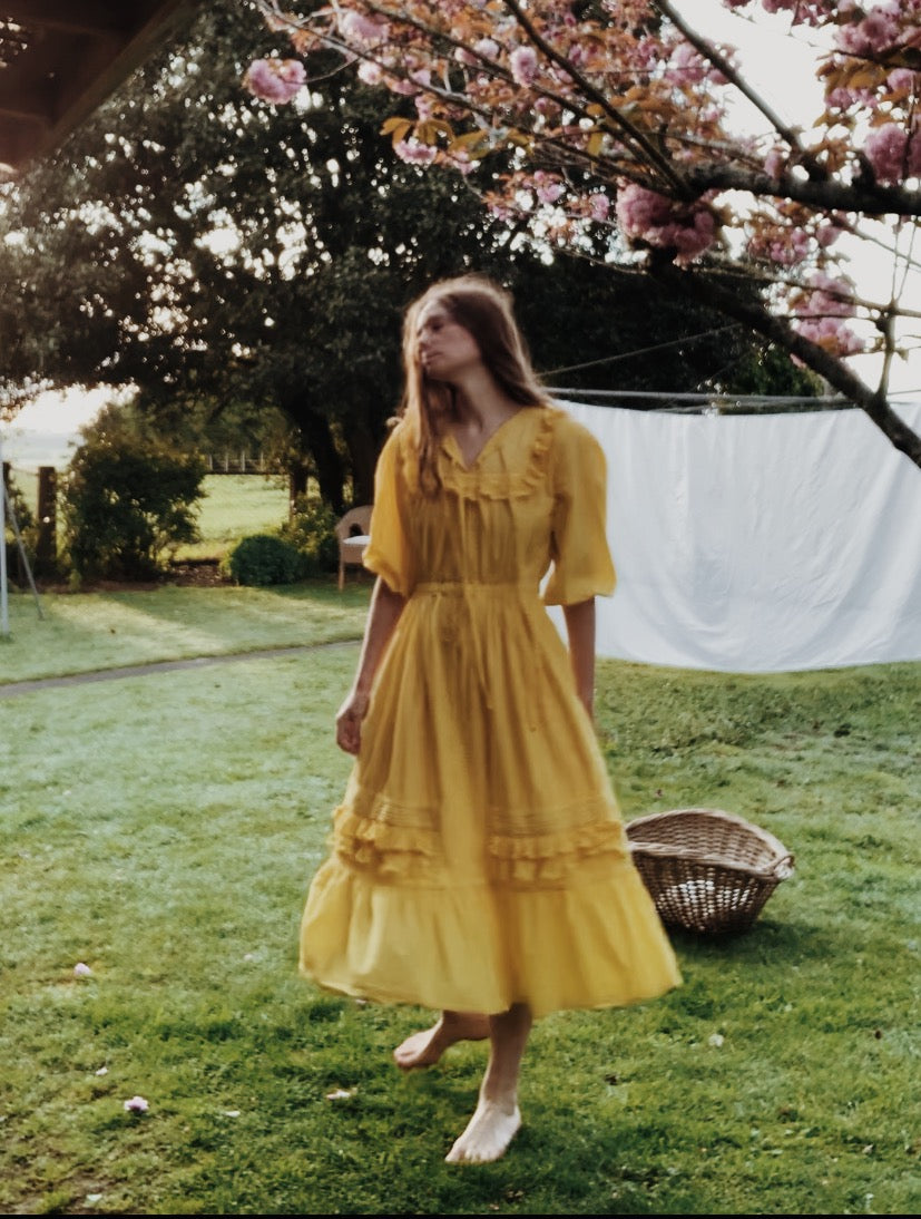 SECOND - 100% RECYCLED COTTON - ABERDEEN BUTTERCUP COTTON LACE DRESS