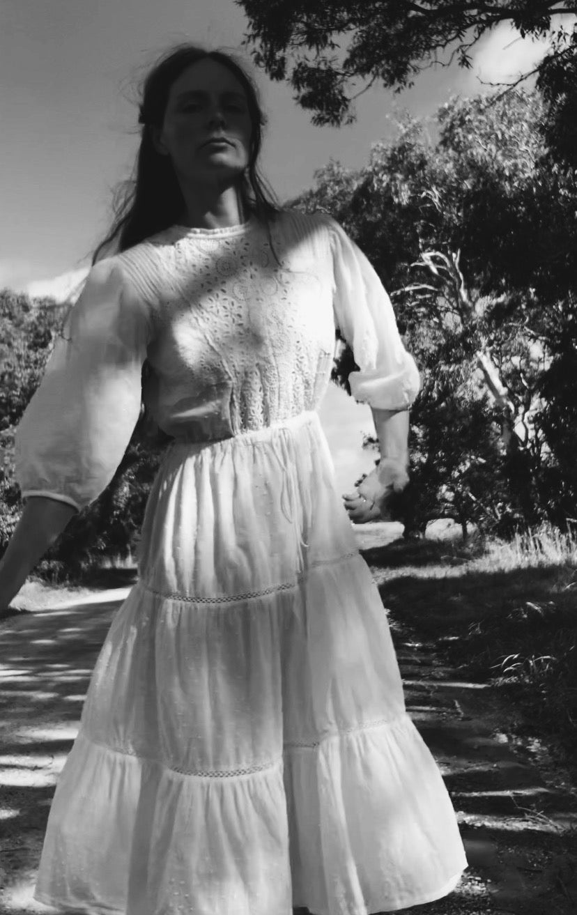 SAINSBURY WHITE COTTON LACE DRESS
