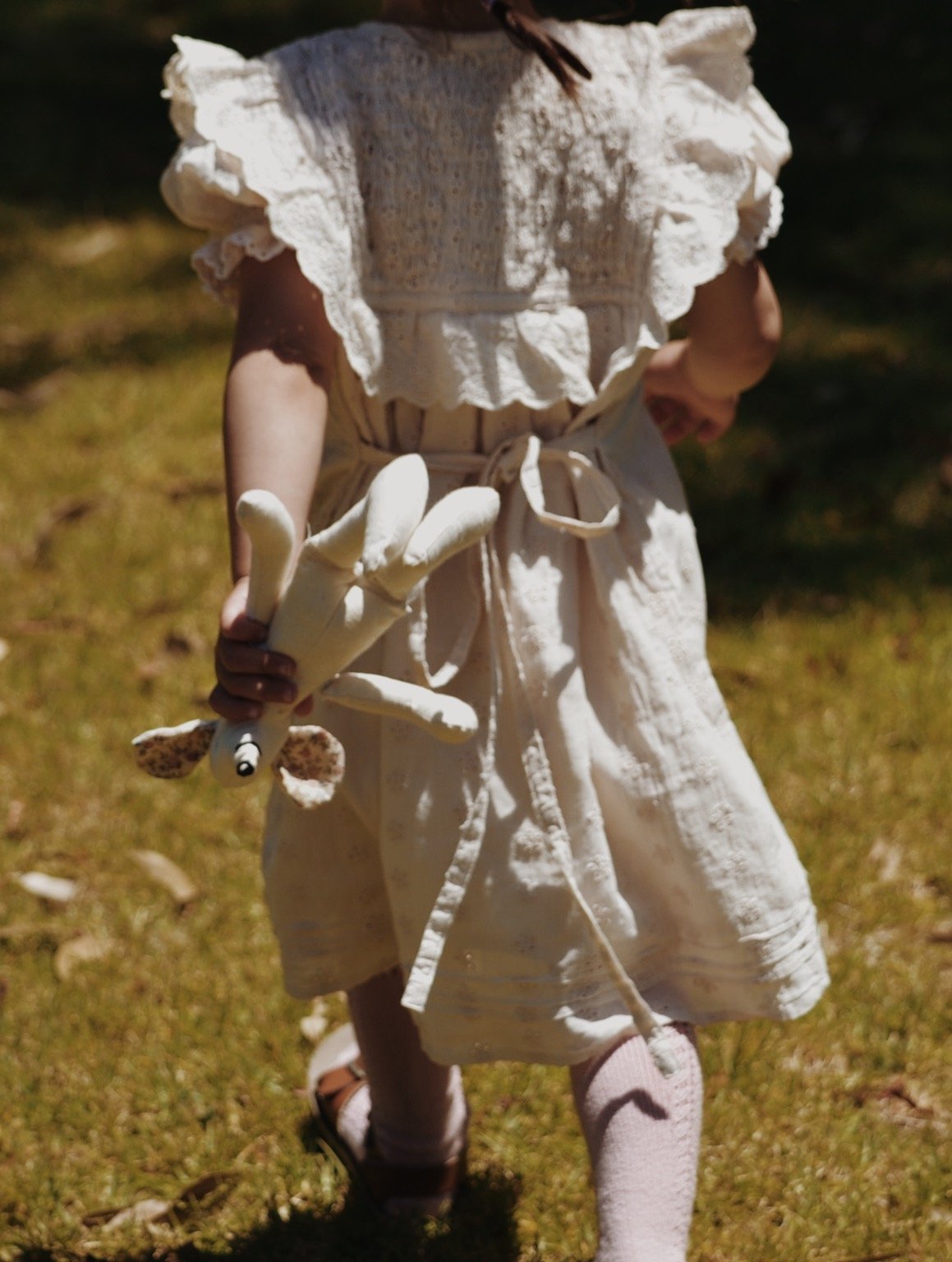 100% RECYCLED COTTON - ANNABELLE GIRL'S DRESS ANTIQUE WHITE