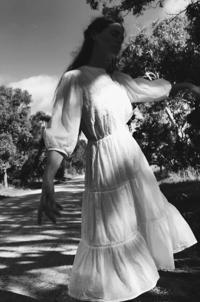 SAINSBURY WHITE COTTON LACE DRESS