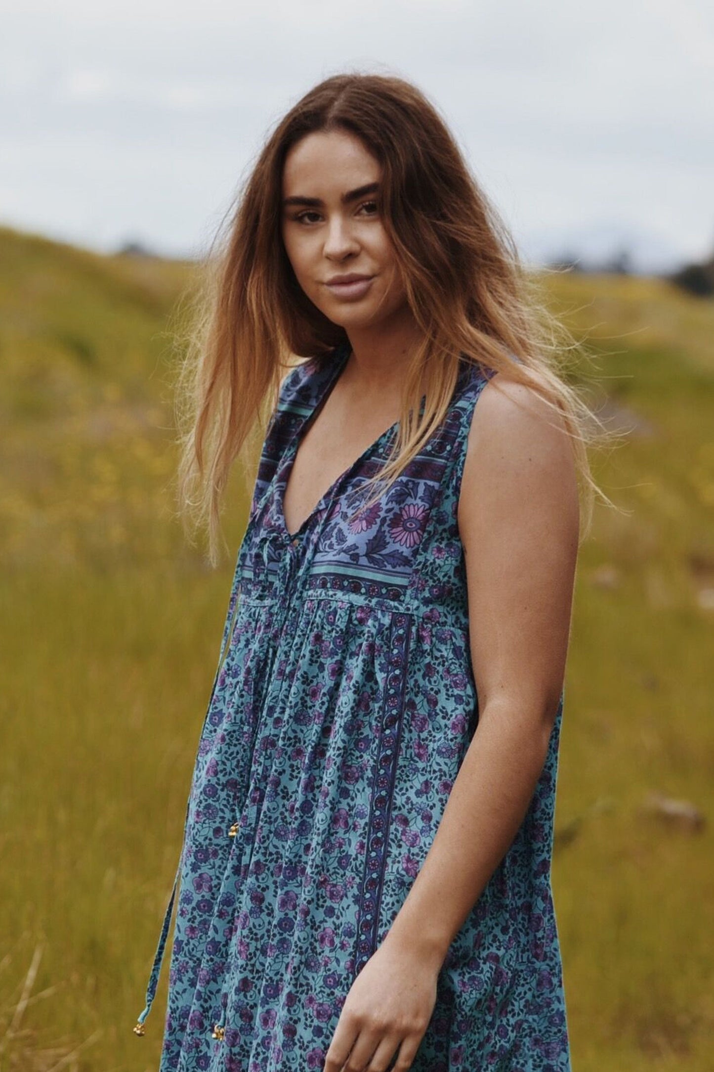 MALIN TURQUOISE FLORAL DRESS