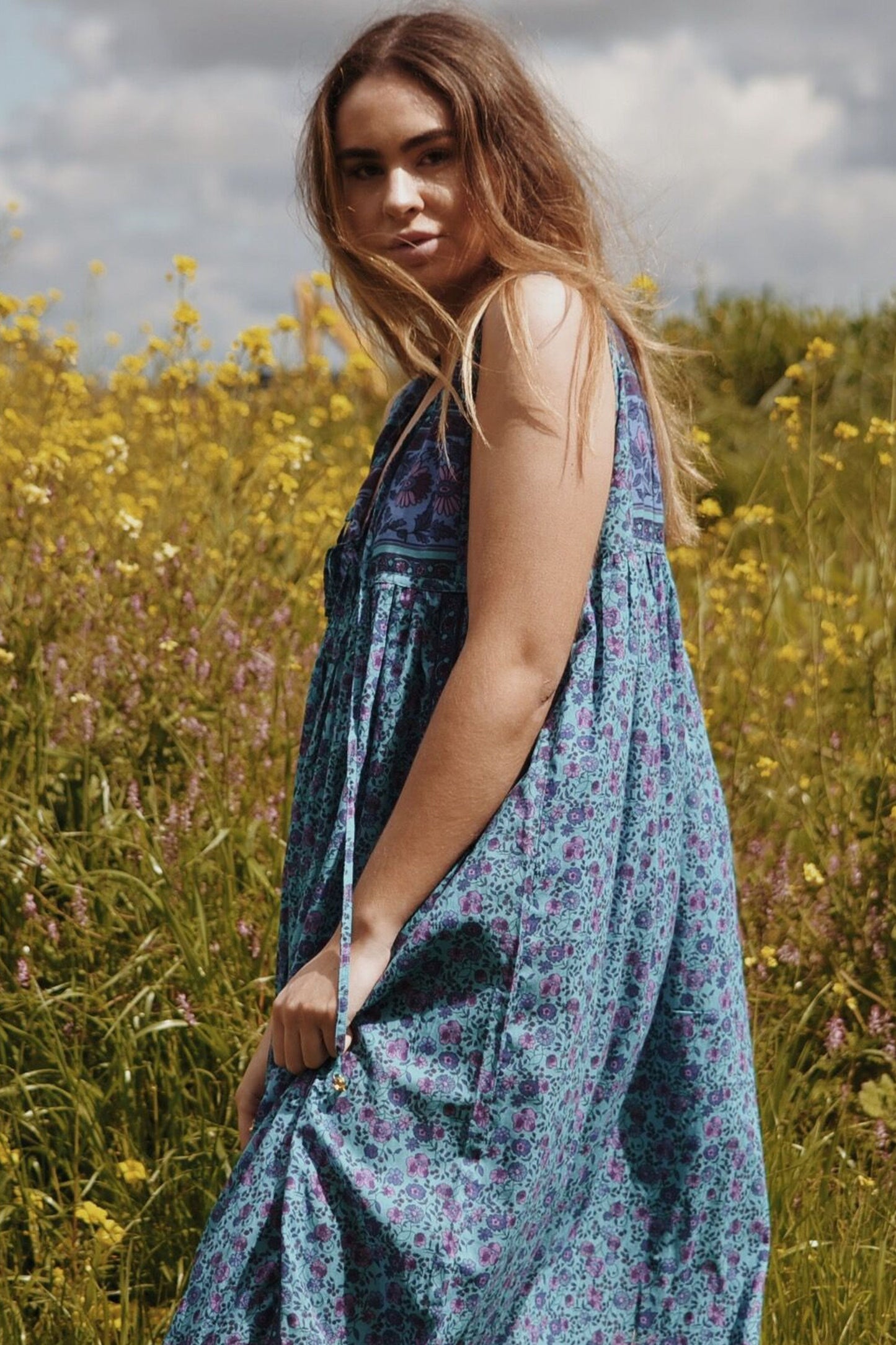 MALIN TURQUOISE FLORAL DRESS