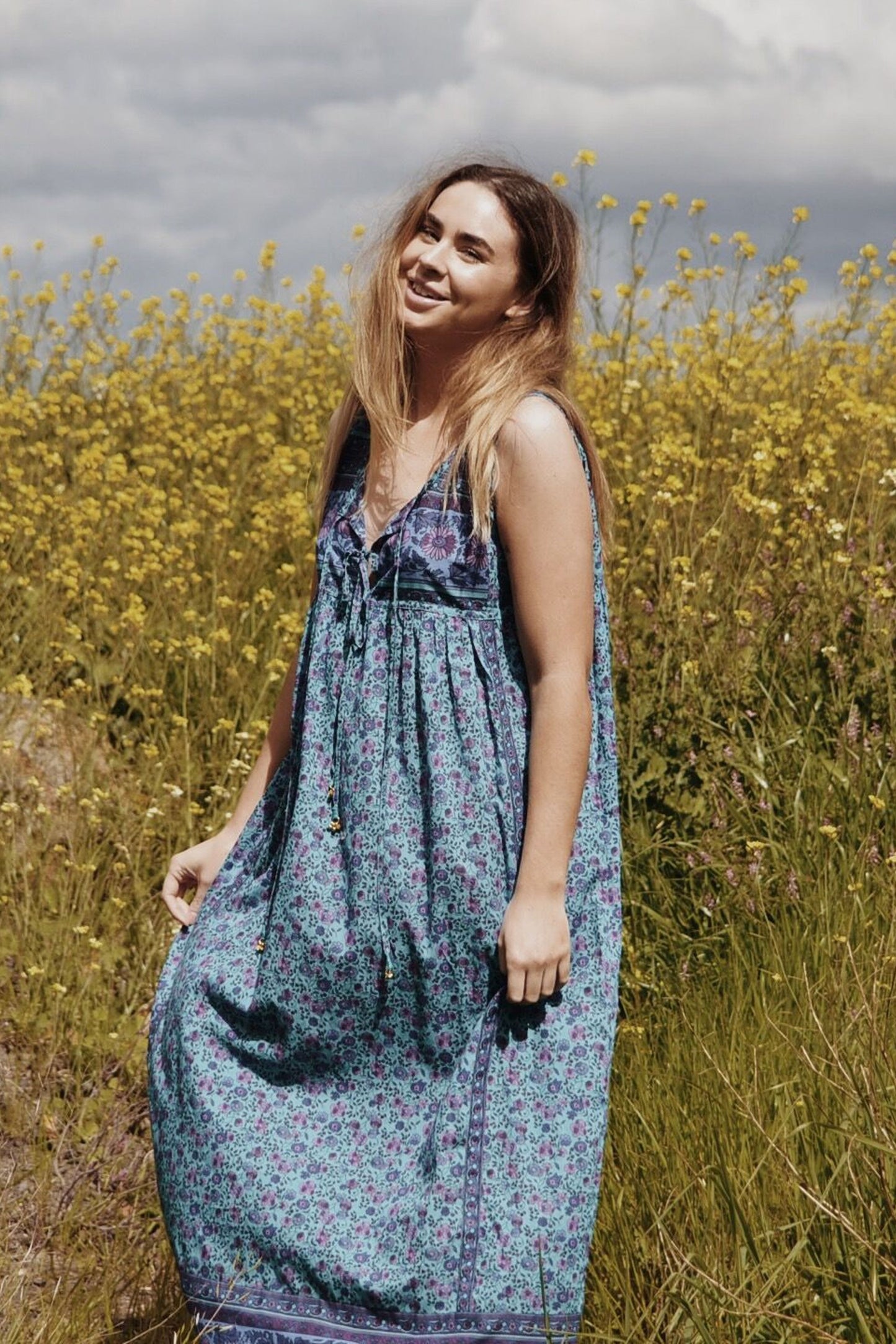 MALIN TURQUOISE FLORAL DRESS