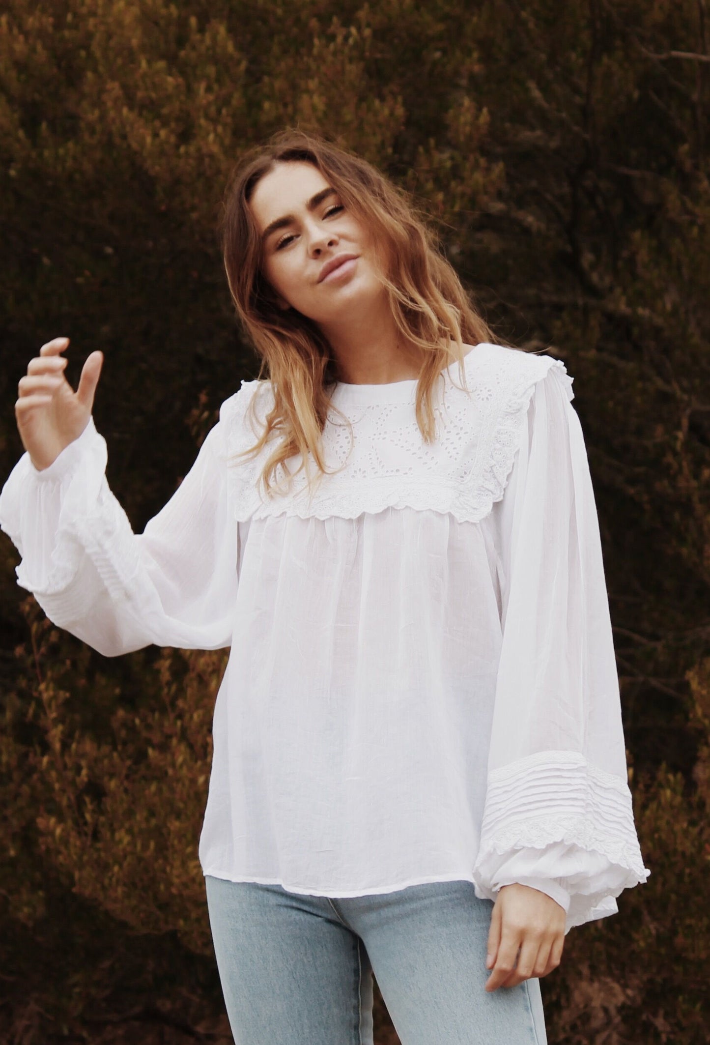 BEATRIX BLOUSE WHITE COTTON GAUZE