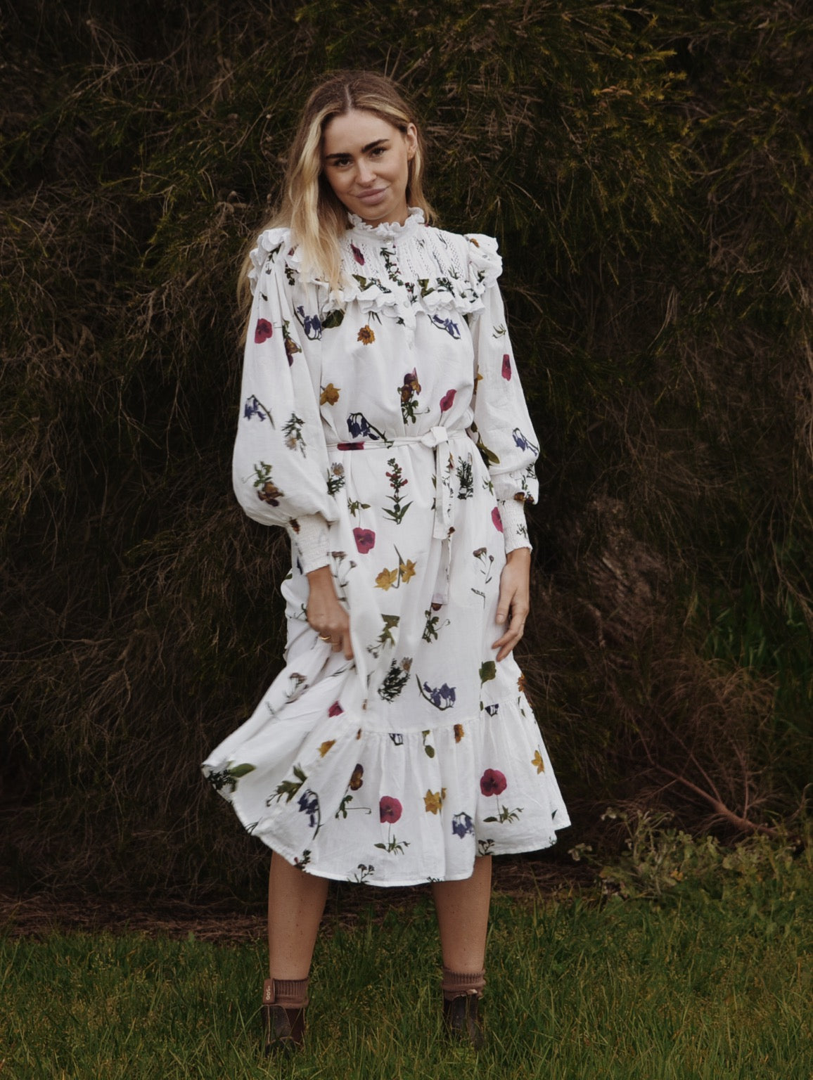 PRELOVED - 100% RECYCLED COTTON - CLOTHILDE DRESS GARDEN BOTANIC - LARGE