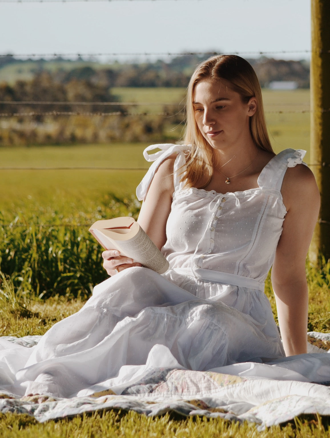 100% RECYCLED COTTON - ADELINE MAXI DRESS WHITE