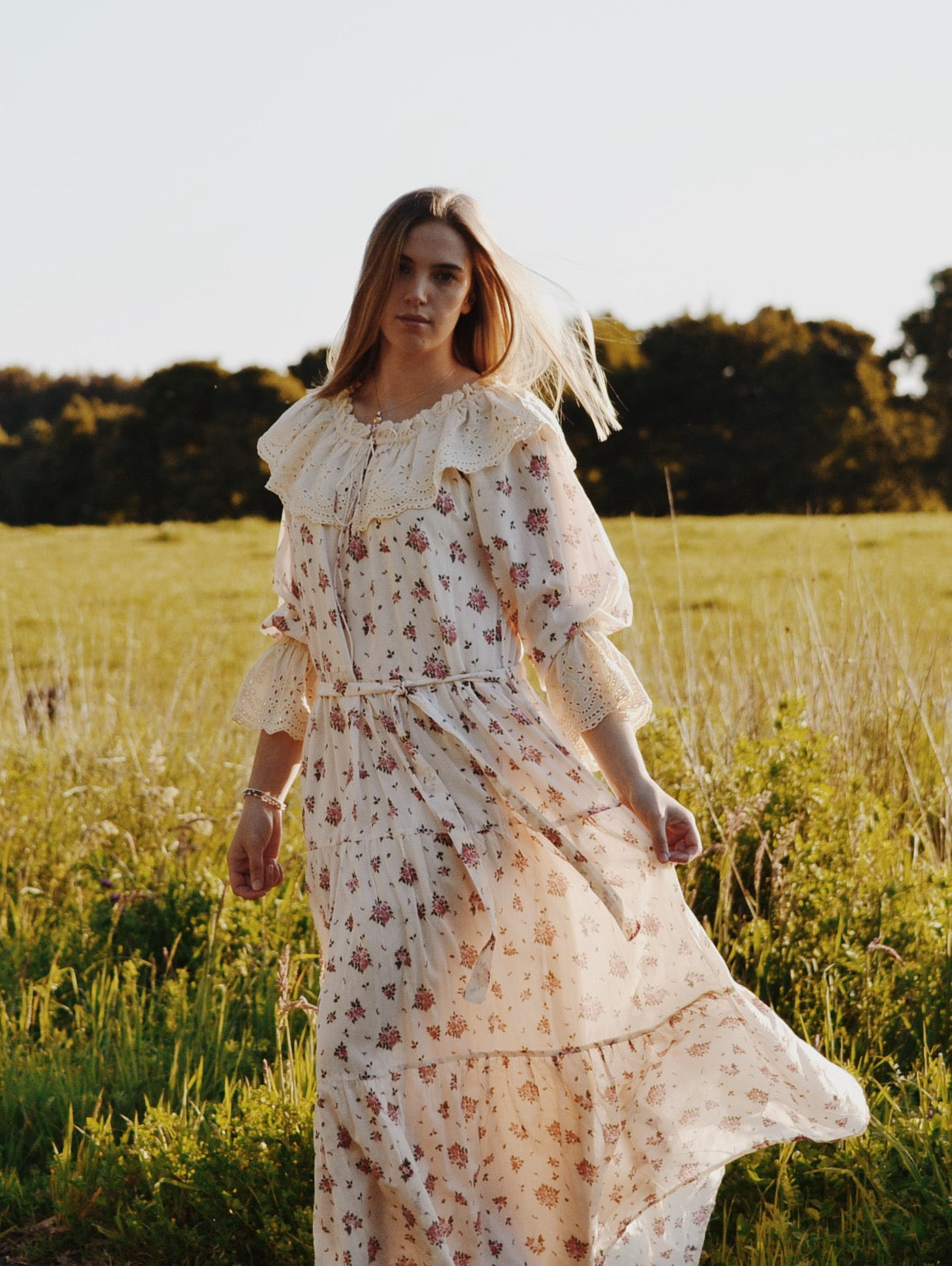 100% RECYCLED COTTON - MARIONETTE MAXI DRESS PINK ROSE - NO BELT