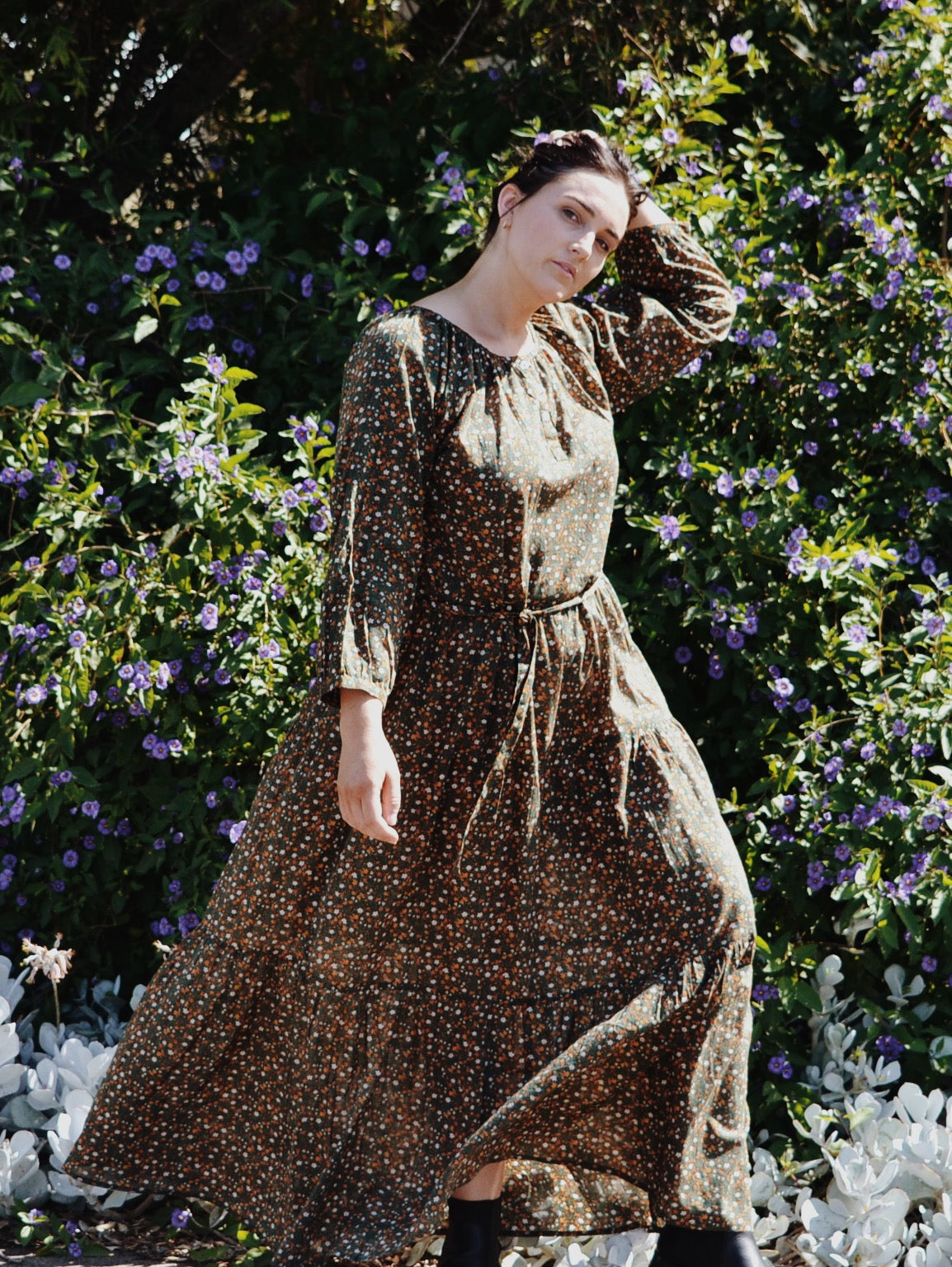 SECOND - PRU MAXI DRESS GREEN GARDEN FLORAL