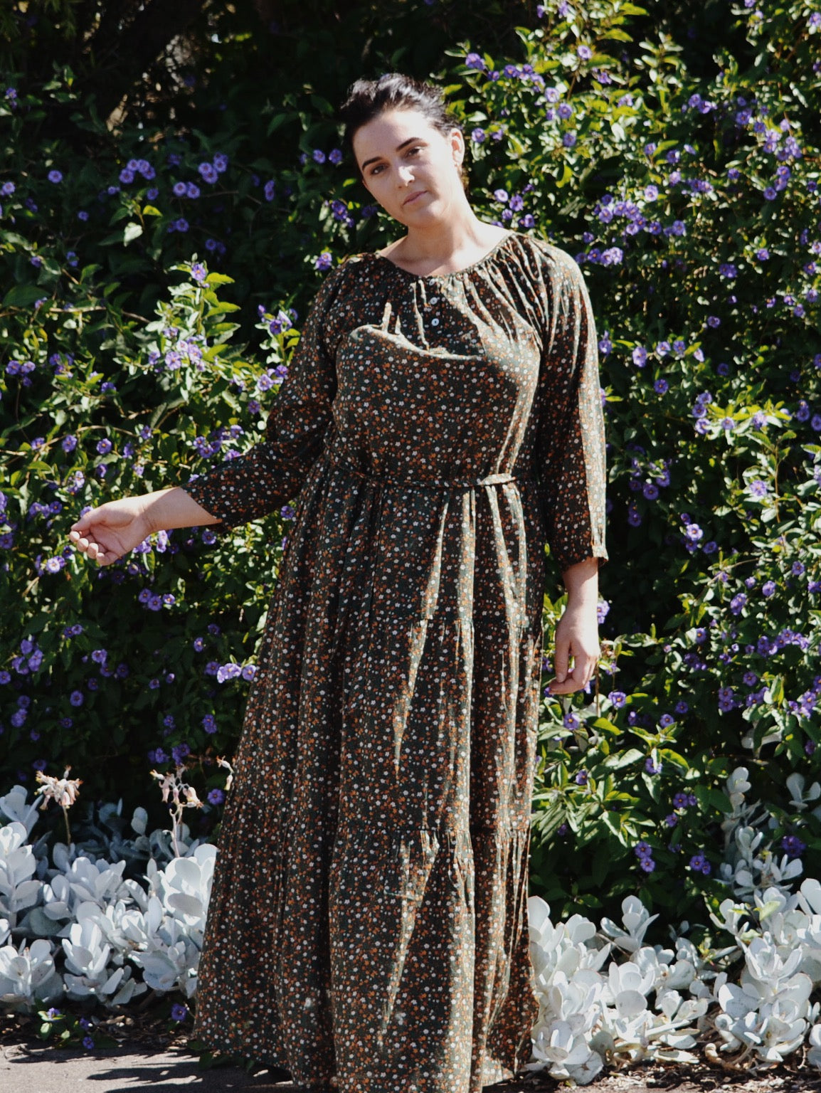 SECOND - PRU MAXI DRESS GREEN GARDEN FLORAL