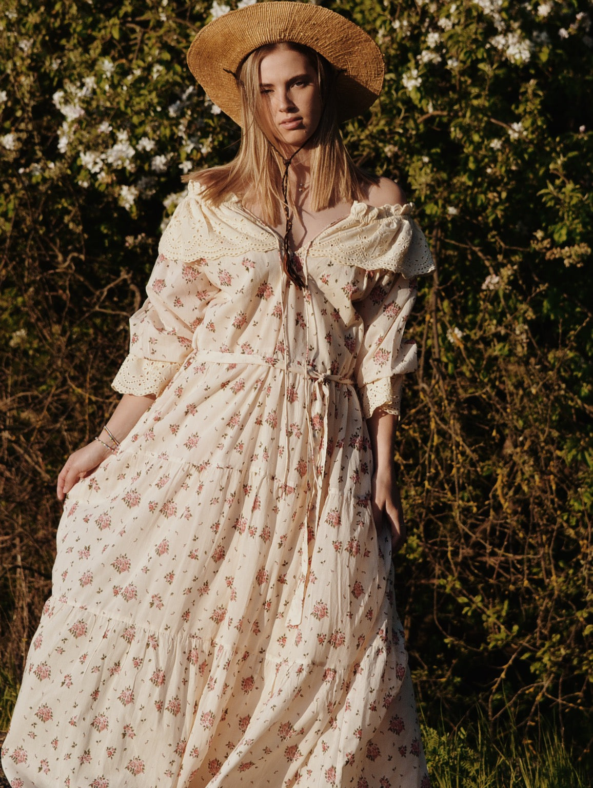 100% RECYCLED COTTON - MARIONETTE MAXI DRESS PINK ROSE - NO BELT