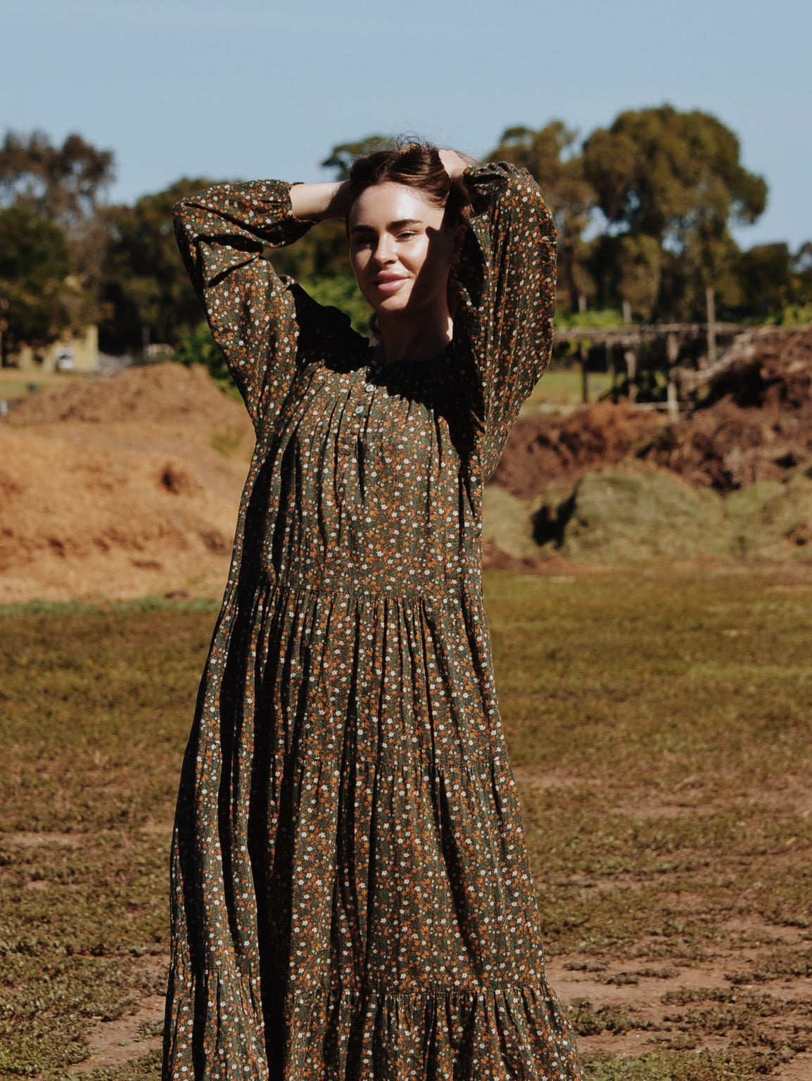 SECOND - PRU MAXI DRESS GREEN GARDEN FLORAL